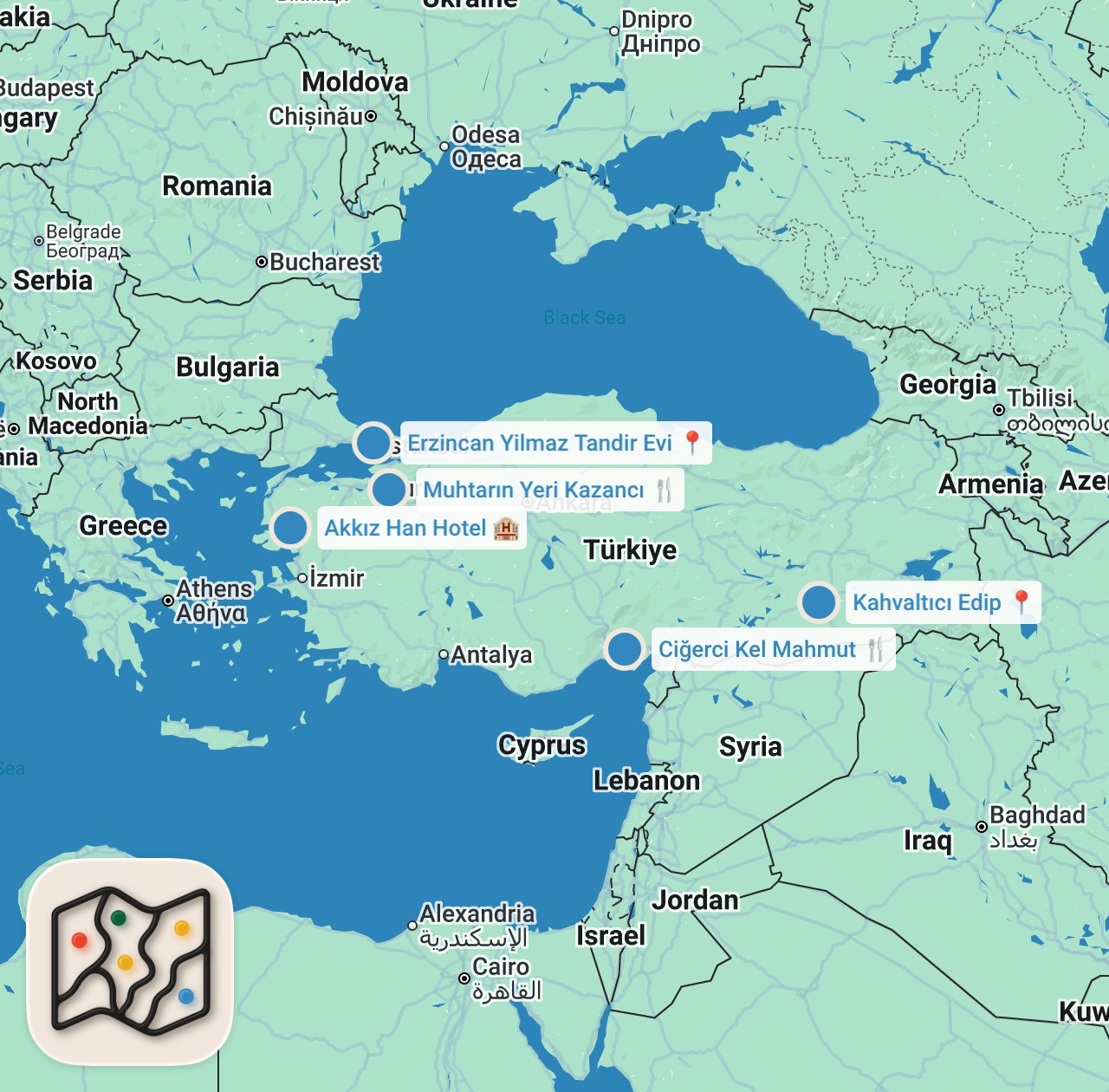 Map preview for EN SEVDİĞİMİZ KAHVALTICILAR - TOP 5️⃣ - Ayaküstü Lezzetler
