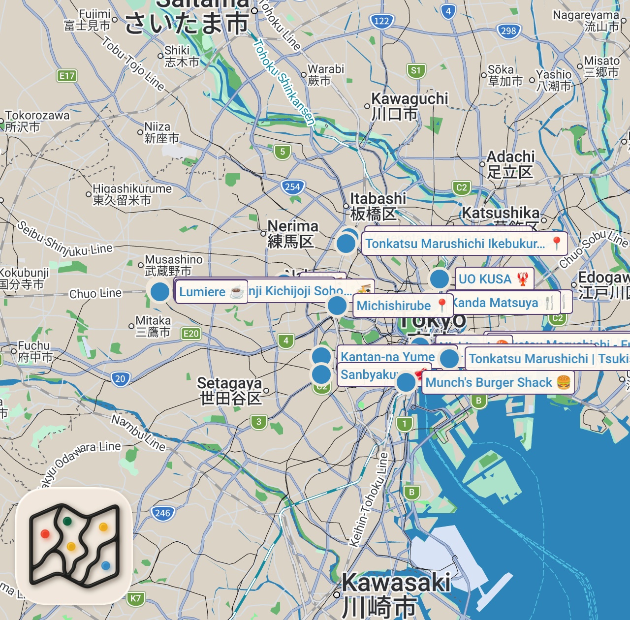 Map preview for Top 10 BEST Foods in Tokyo, Japan (Tourists Don't Know!)