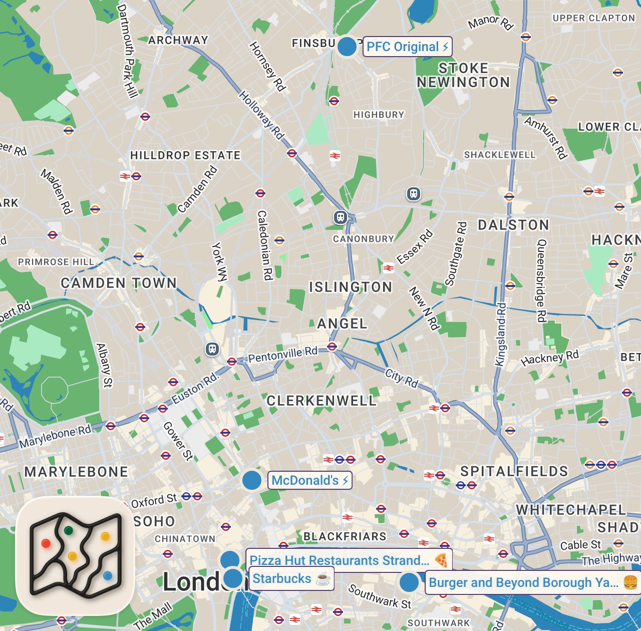 Map of 6 spots from I Tried Fake Fast-Food Restaurants #fastfood