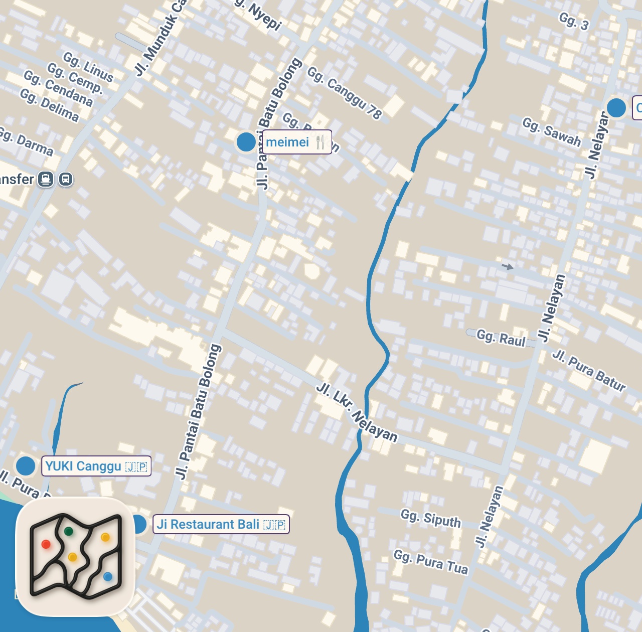 Map of 5 spots from TOP 5 Must-Try FOOD Spots in Bali 🍛🇮🇩 Fine Dining in Canggu