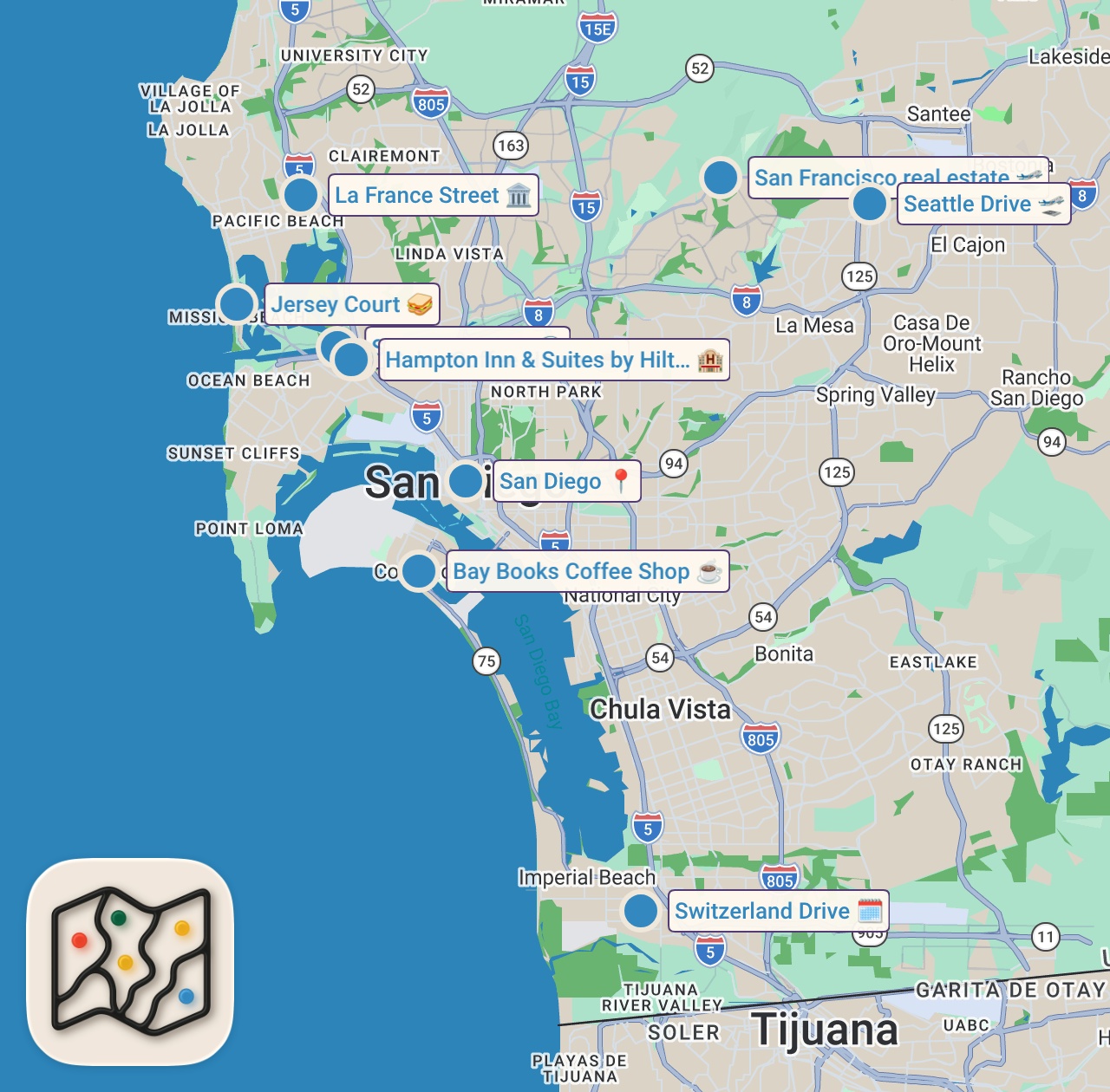 Map of 11 spots from a week in my life in seoul: future updates, my job, street food markets, cafes in summer