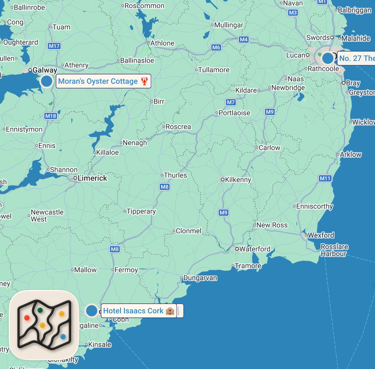 Map of 4 spots from GALWAY IRELAND - BEST OYSTERS IN THE WORLD