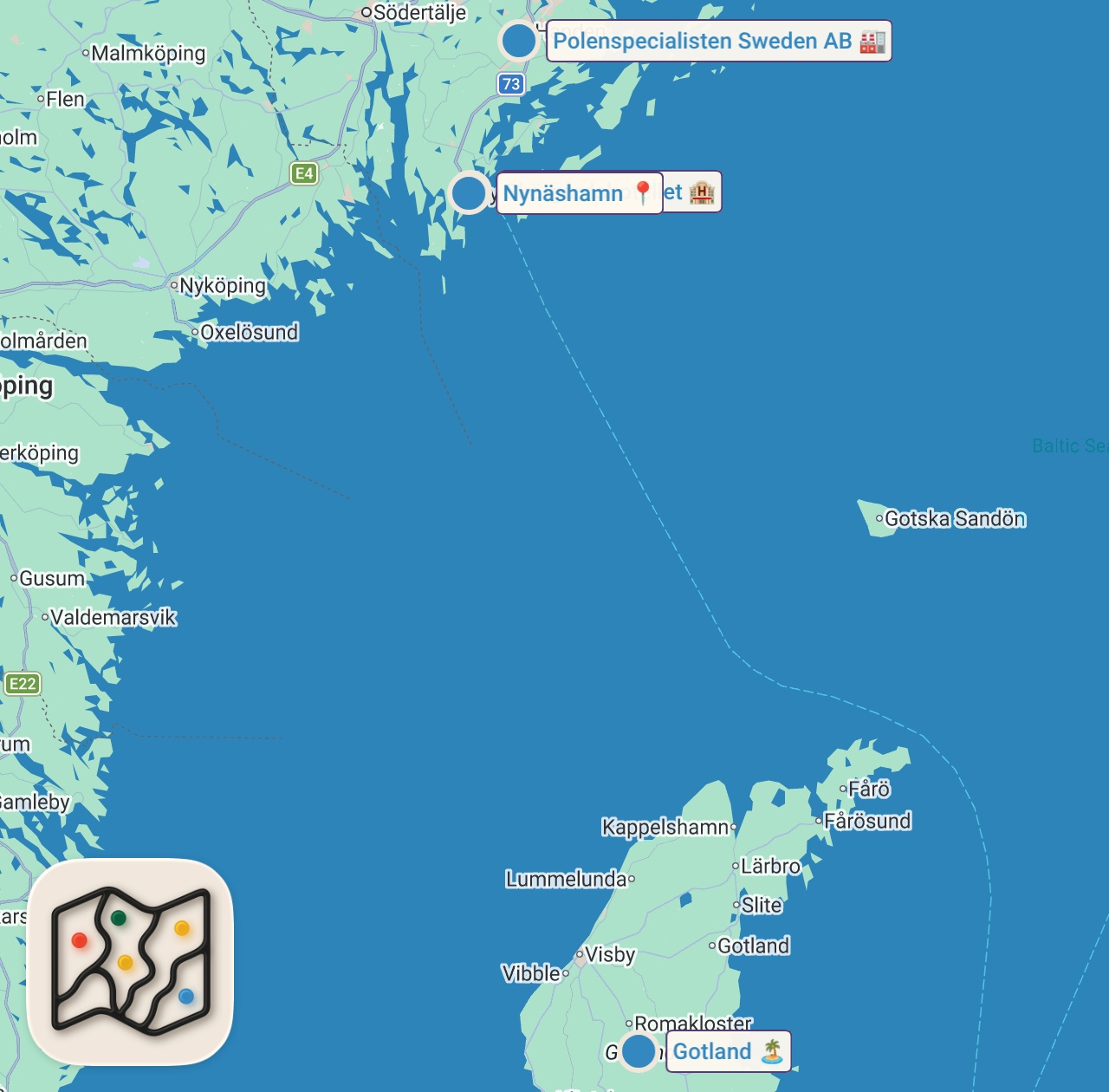 Map of 5 spots from Semester för 50 vs 500.000