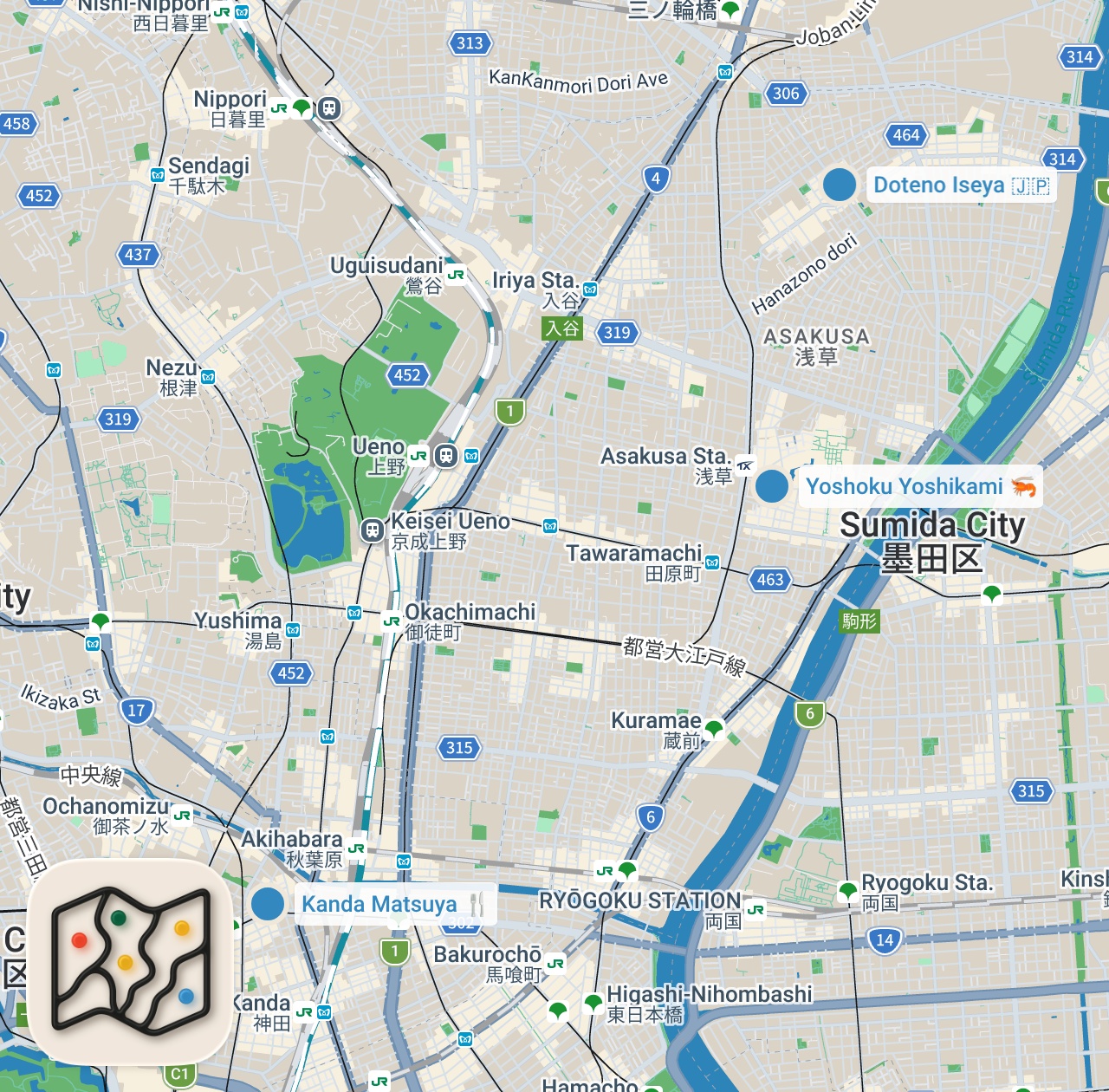 Map preview for 【東京 グルメ】人生に一度は訪れたい名店中の名店５選 行列でも食べたい江戸情緒あふれる老舗のランチ