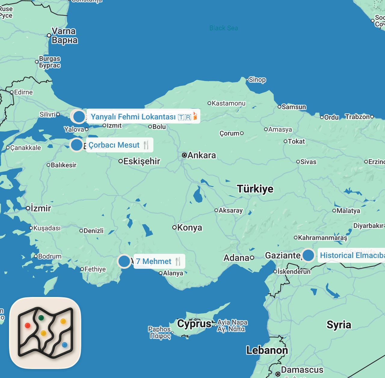 Map preview for EN SEVDİĞİMİZ TATLICILAR - TOP 5️⃣ - Ayaküstü Lezzetler