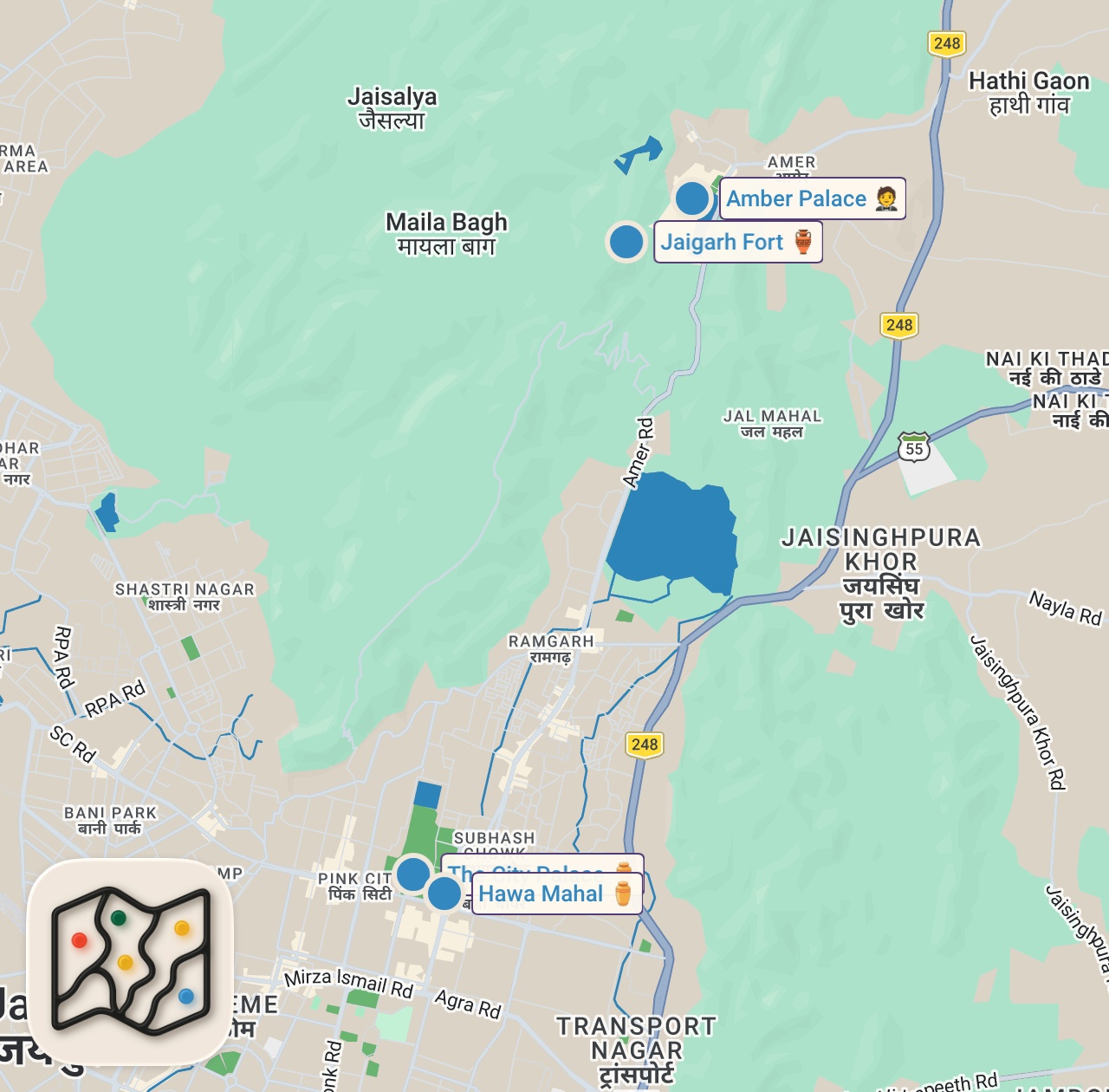 Map of 5 spots from Insane First Day in India! | Travel to Jaipur, Rajasthan