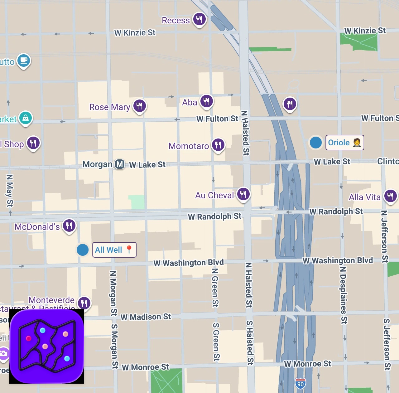 Map of 2 spots from This Restaurant Has a Five-Course Tasting Menu and a Late-Night Short Rib Sandwich