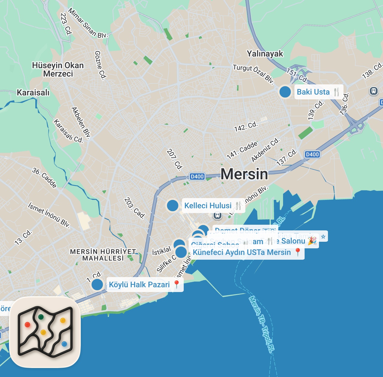 Map preview for MERSİN’DEKİ TÜM TABLACILARI GEZDİM!!!