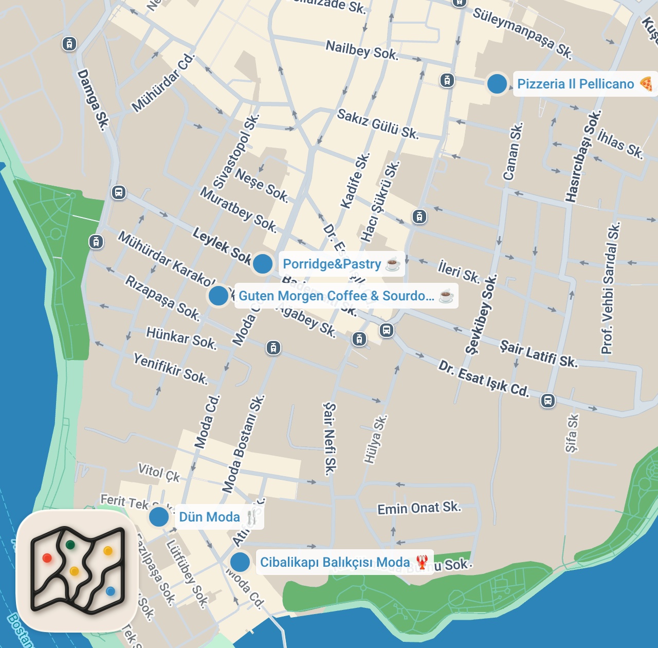 Map preview for MODA LEZZET REHBERİ (Kore pancake, pizza, tavuk schnitzel, kabak mücver) - Ayaküstü Lezzetler