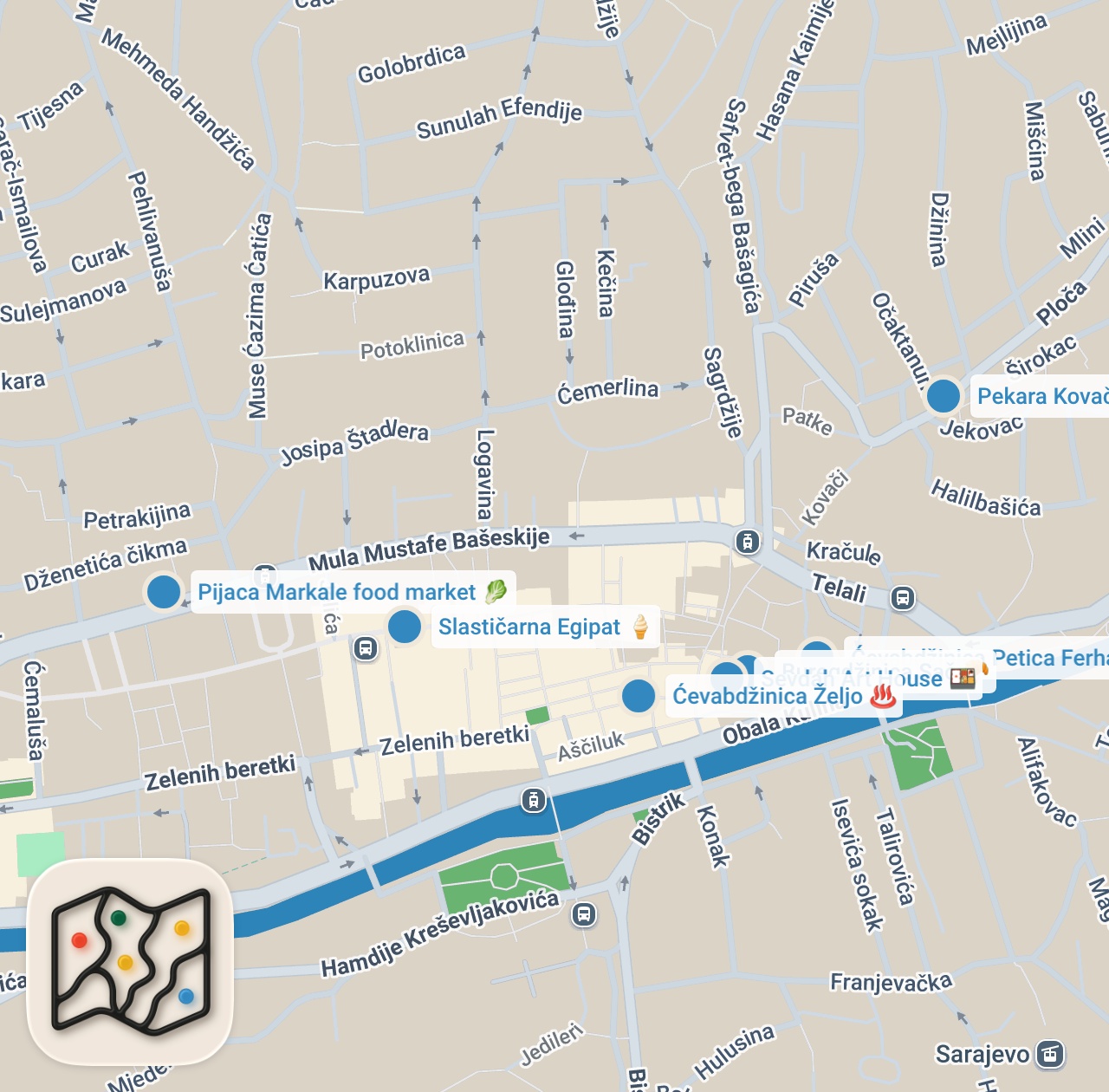 Map preview for SARAYBOSNA LEZZET REHBERİ (Kuru et, börek, köfte, tuzlu kaymak) - Ayaküstü Lezzetler