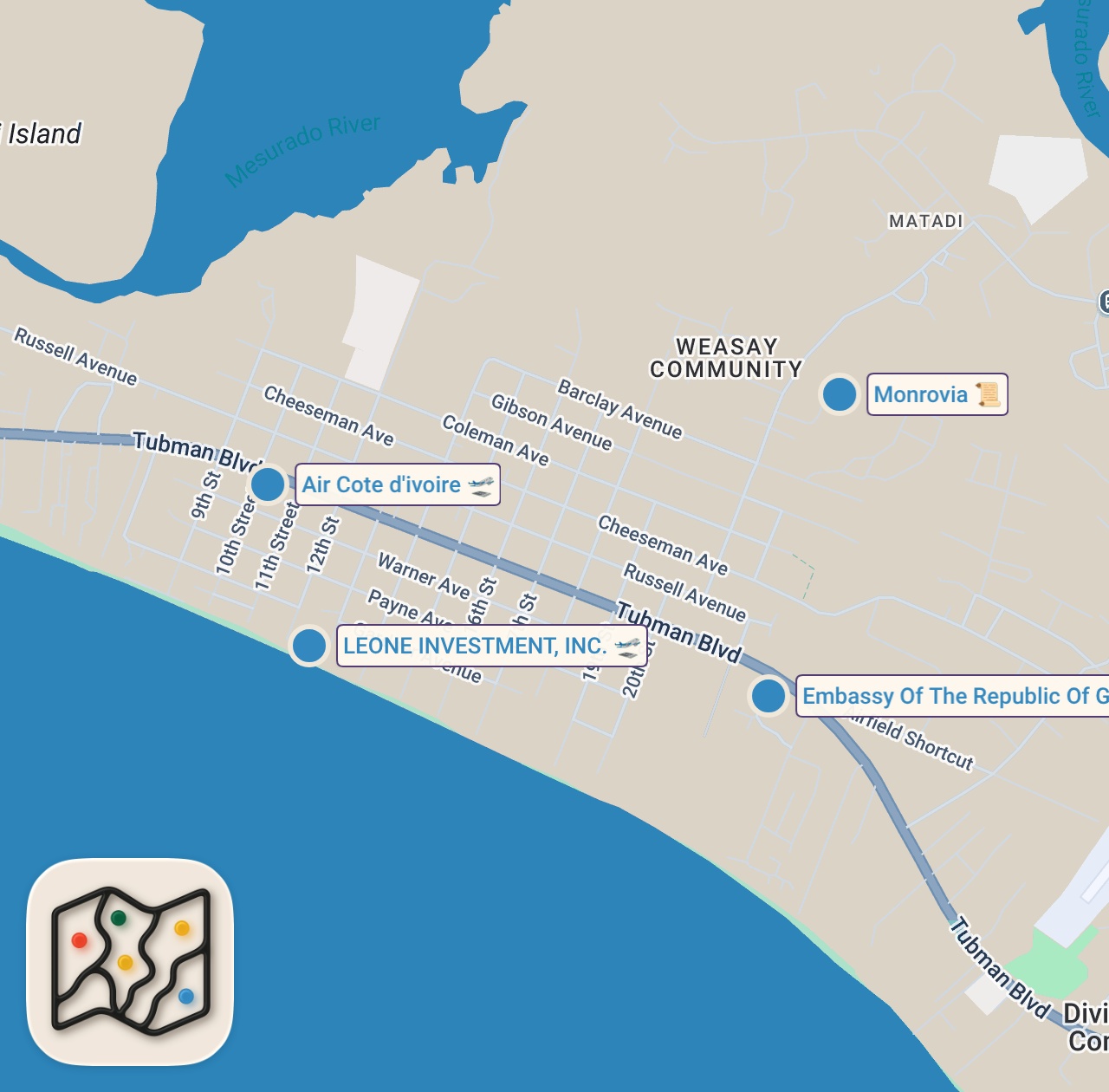 Map of 5 spots from Getting Aggressively Kicked Out Of Monrovia's Dump Site In The Middle Of The City - Liberia 🇱🇷