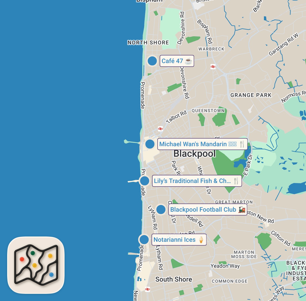 Map of 5 spots from BLACKPOOL IS THE MADDEST PLACE IN THE UK