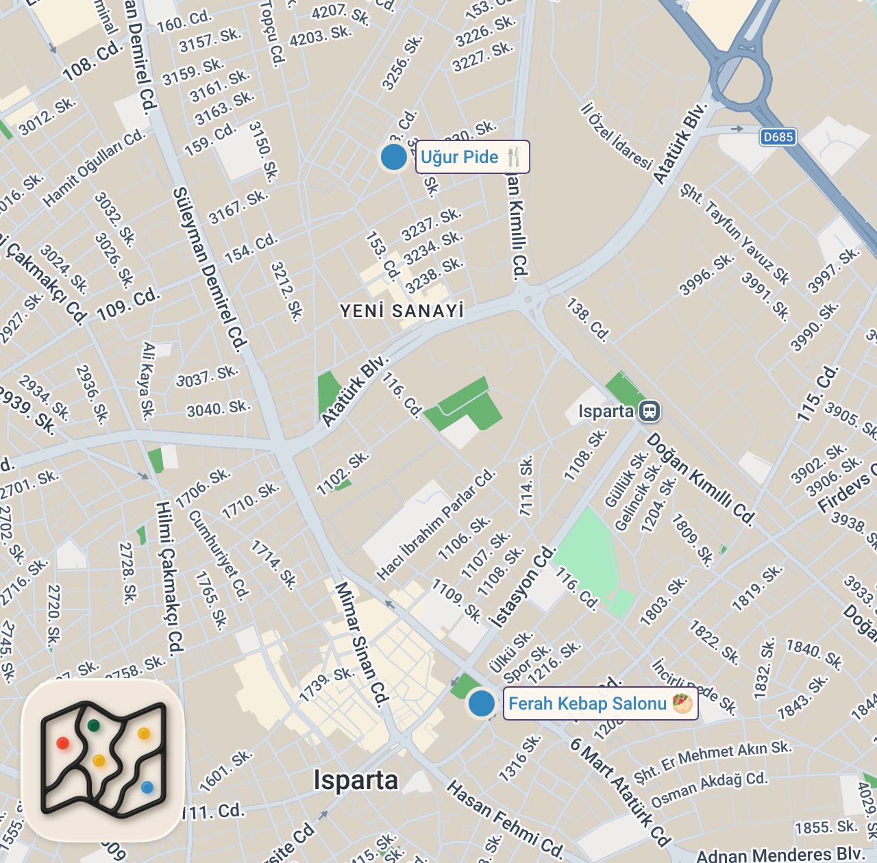 Map preview for ISPARTA’DA NE YENİR?