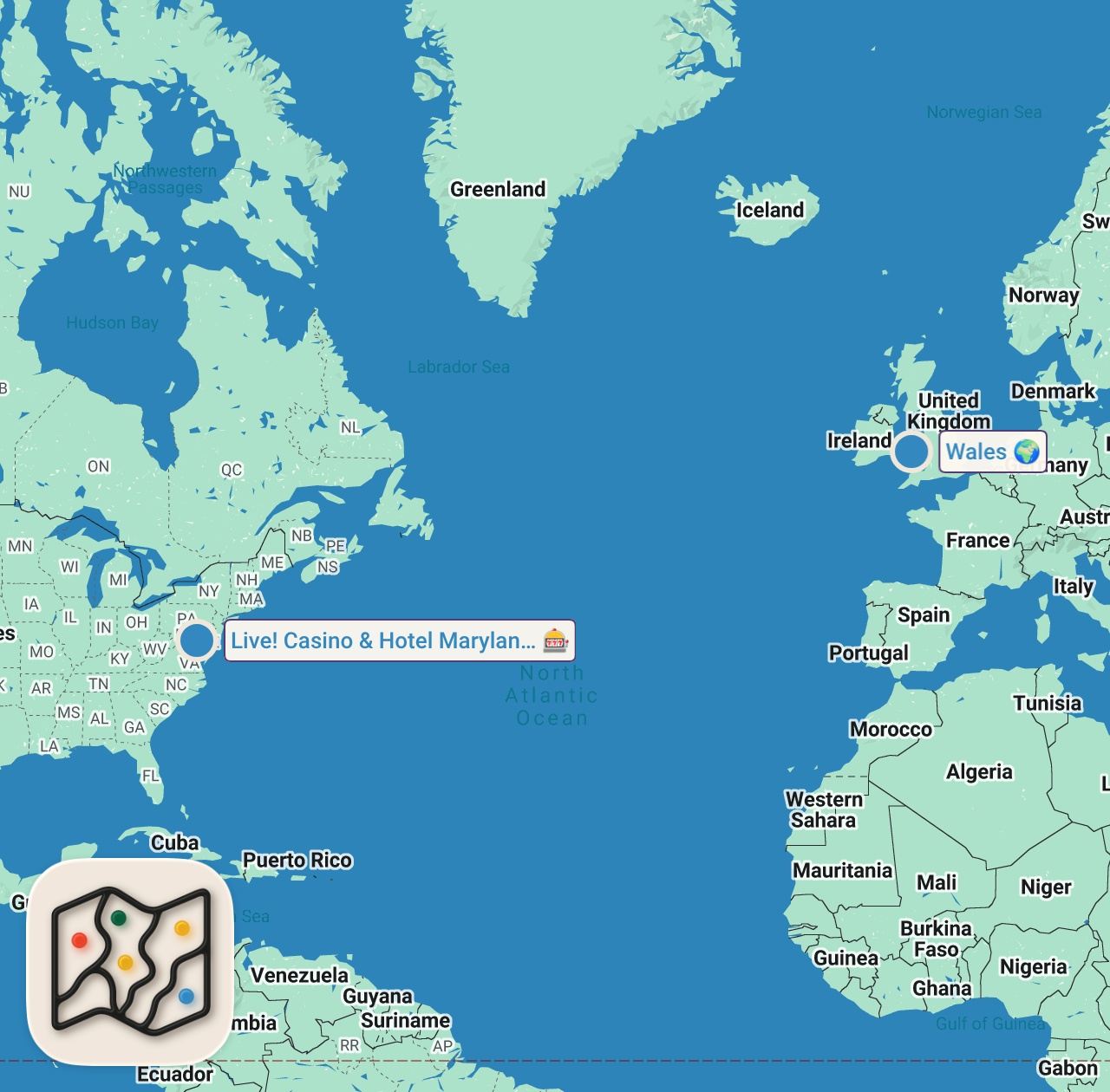 Map of 2 spots from WE LOVE YOU! | TWO HUNDRED THOUSAND SUBSCRIBERS!