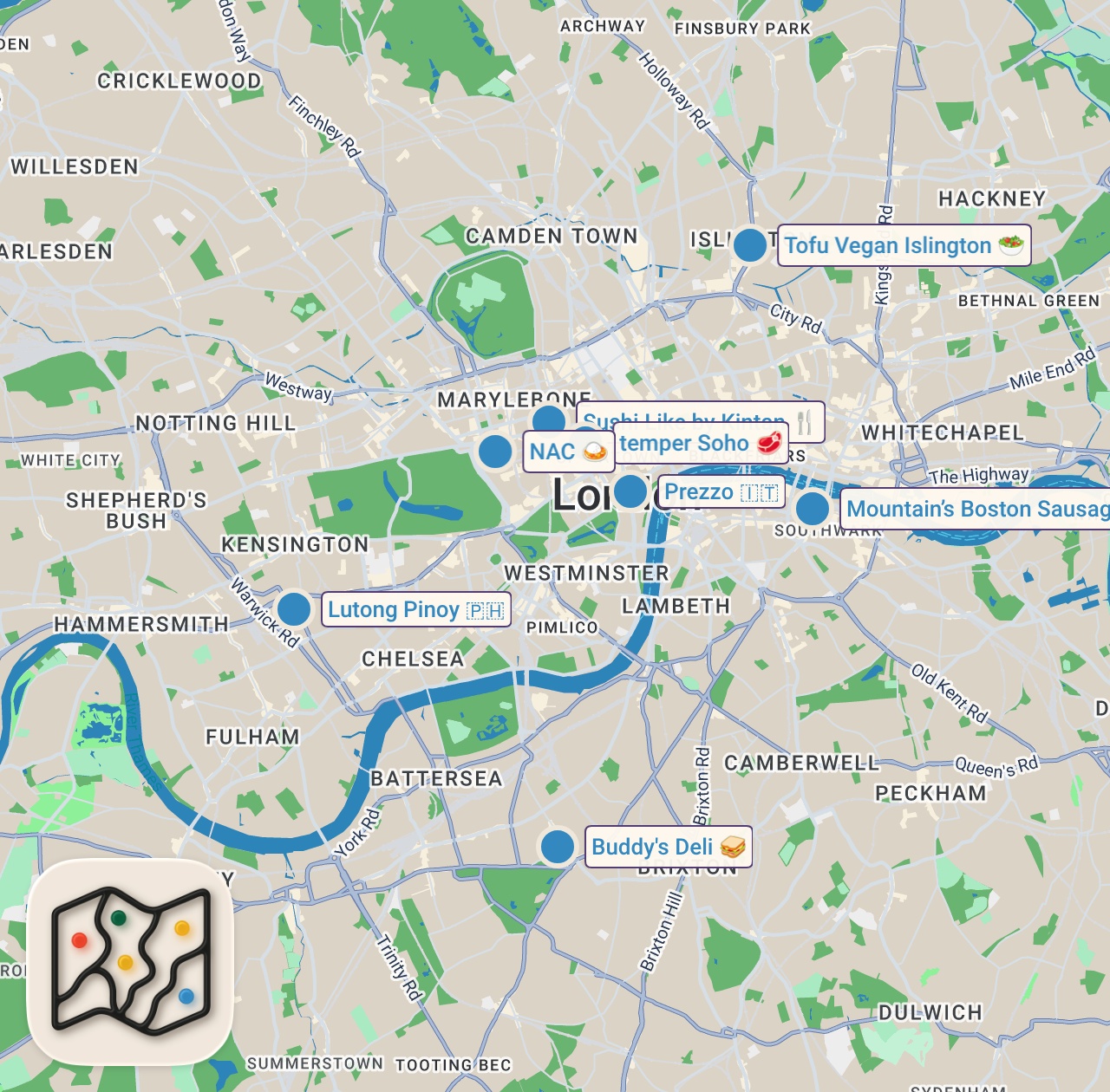 Map of 8 spots from I Asked Strangers Where to Eat