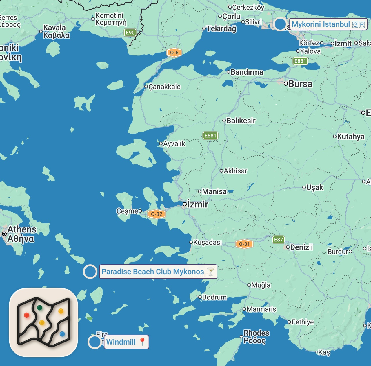 Map of 3 spots from The best and worst things I ate in Greece (part 2) #shorts