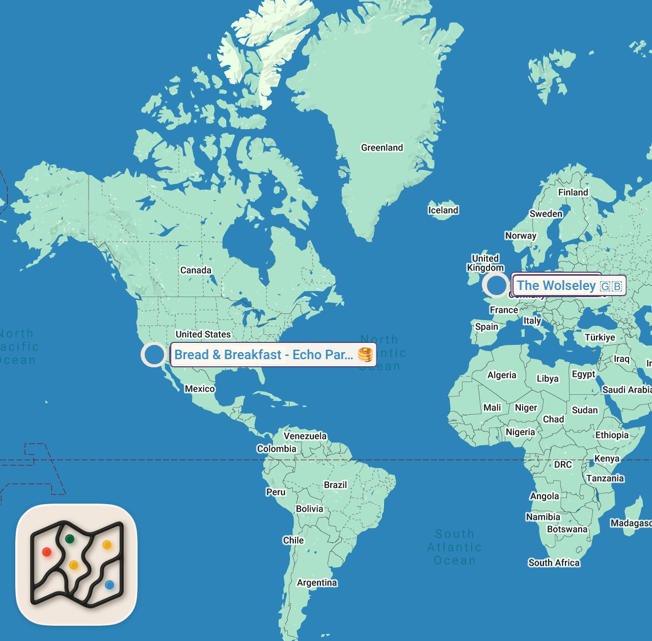 Map of US vs UK Breakfast