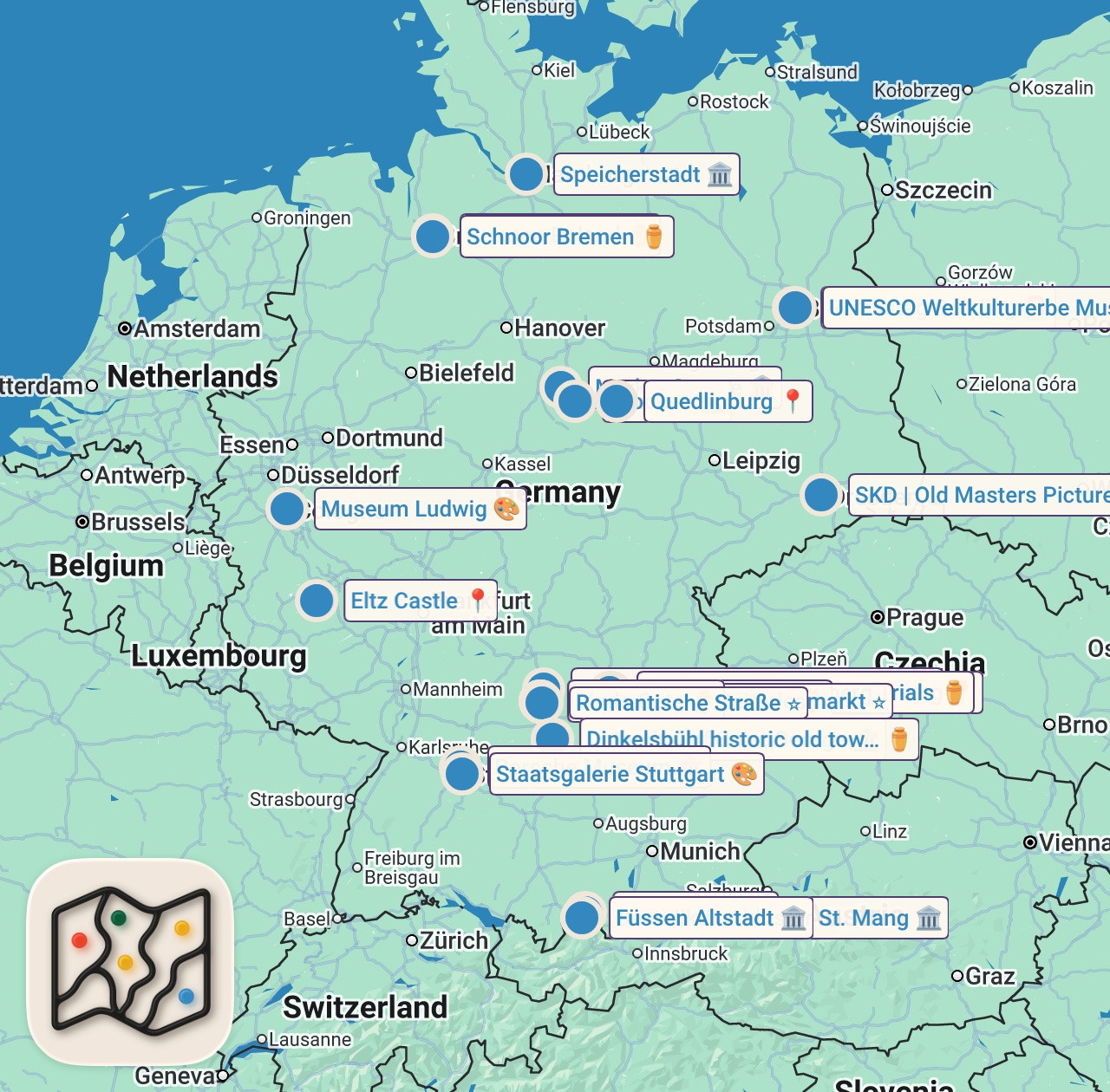 Map preview for WONDERS OF GERMANY | Most Amazing Places, Villages & Fun Facts | 4K Travel Guide