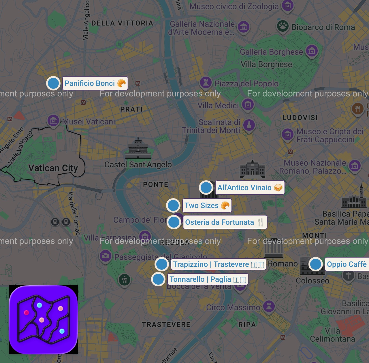 Map of 7 spots from 7 BEST RESTAURANTS YOU CANNOT MISS IN ROME