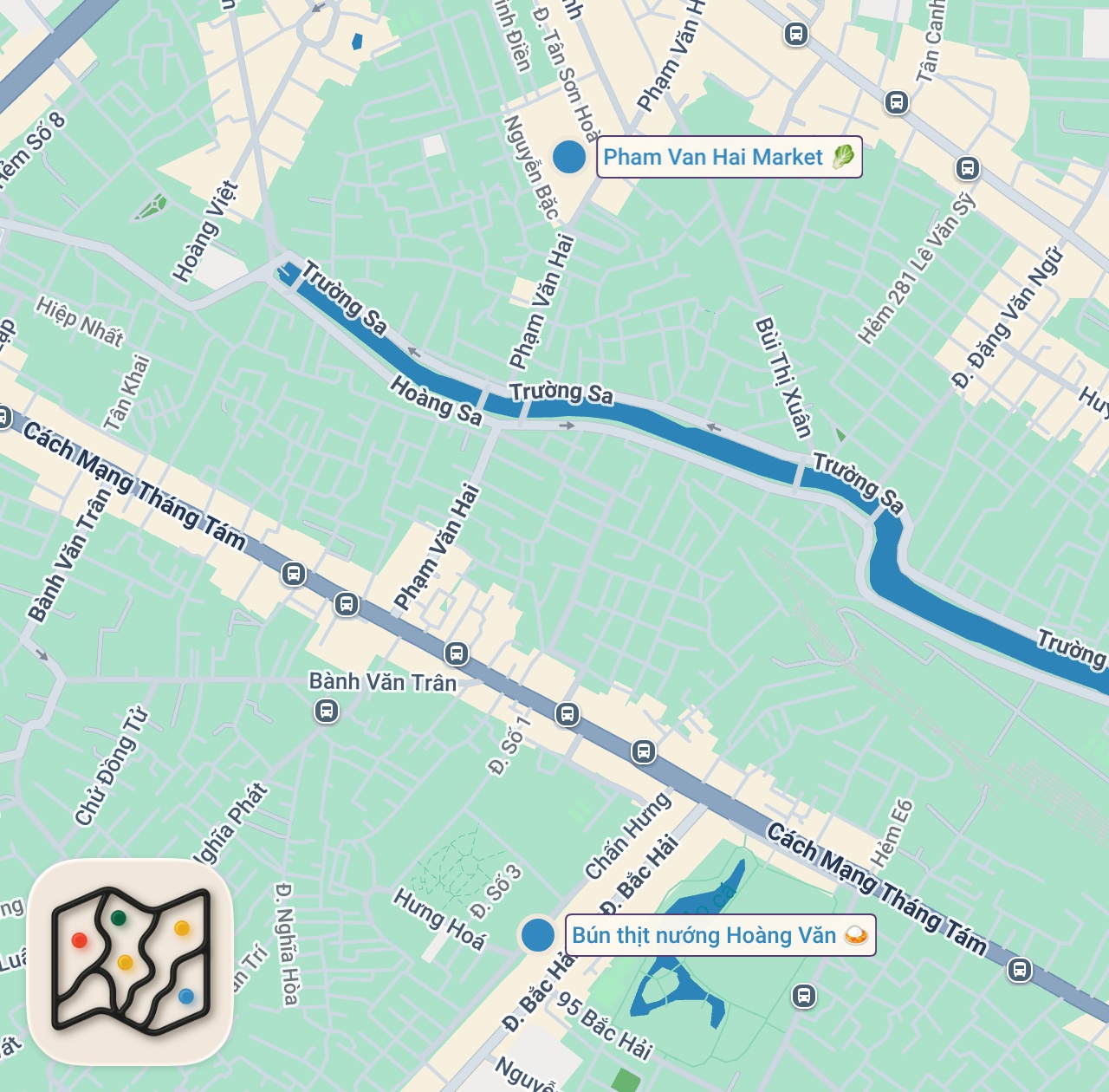 Map of 2 spots from I Went to Saigon for the Food!! 🇻🇳