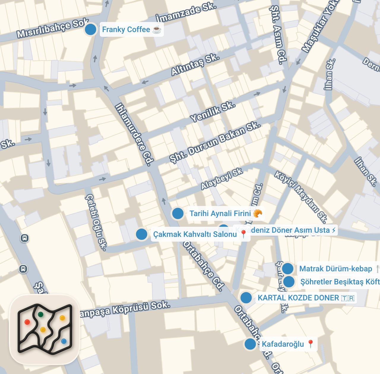 Map preview for BEŞİKTAŞ LEZZET REHBERİ (Yediğimiz en iyi Sütlü Nuriye!) - Ayaküstü Lezzetler