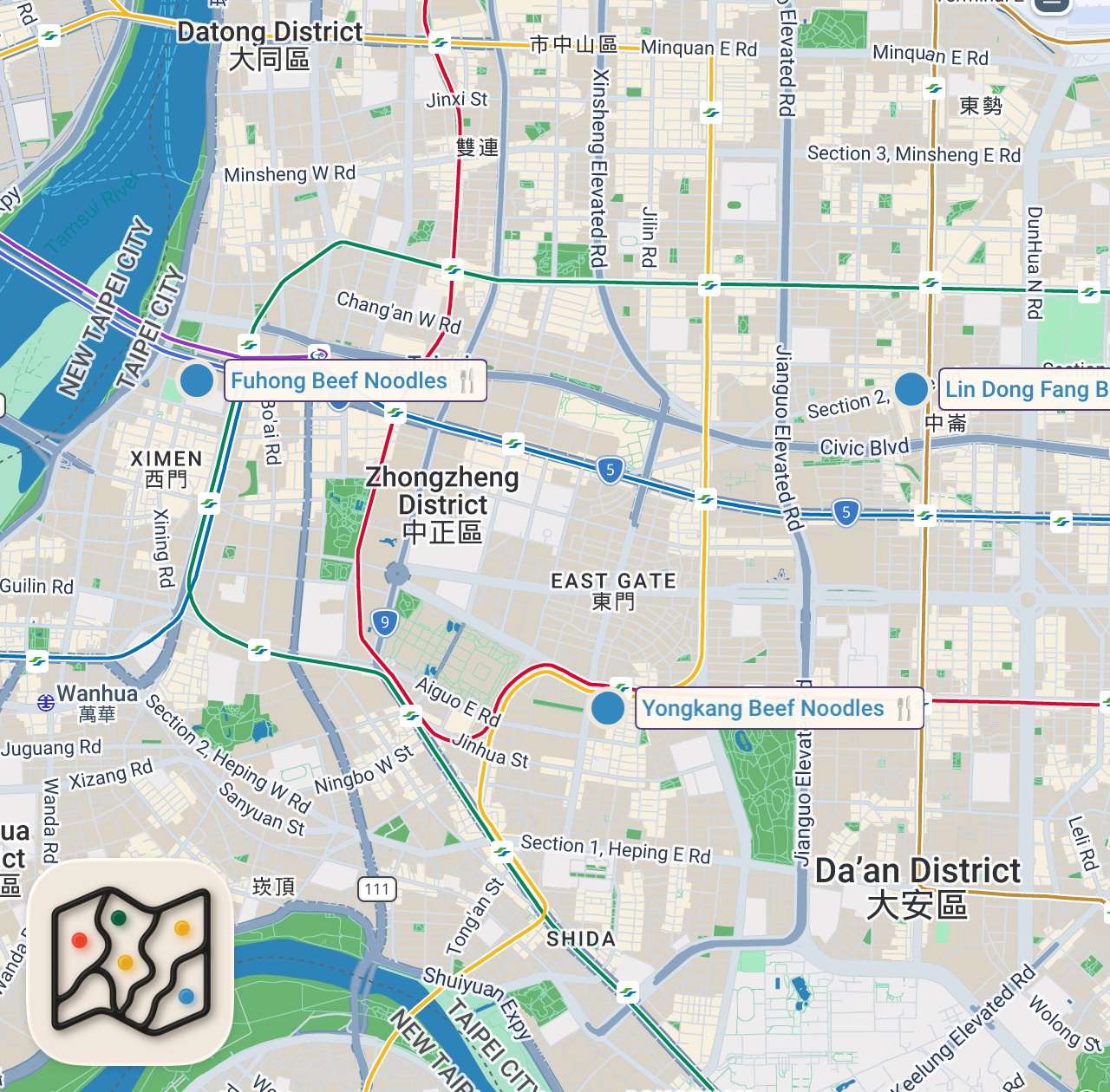 Map preview for World's MOST EXPENSIVE Noodles! $1 vs. $300 BEEF NOODLE SOUP in Taipei Taiwan