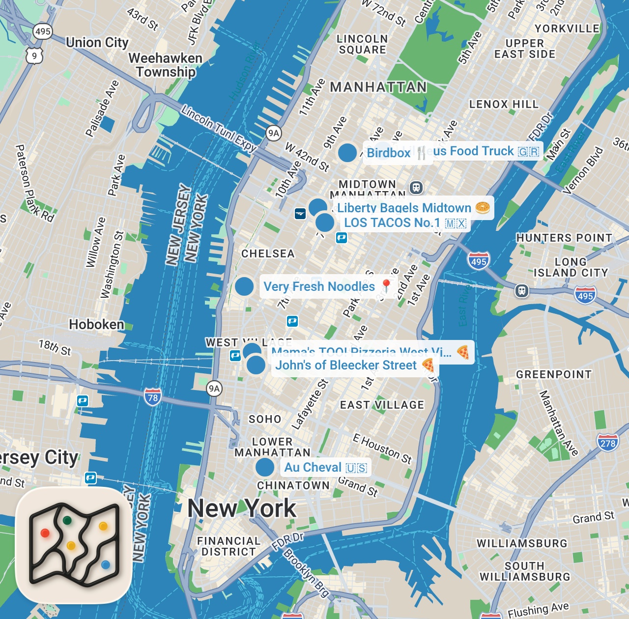 Map preview for The Best New York Food Spots - Watch Before You Go