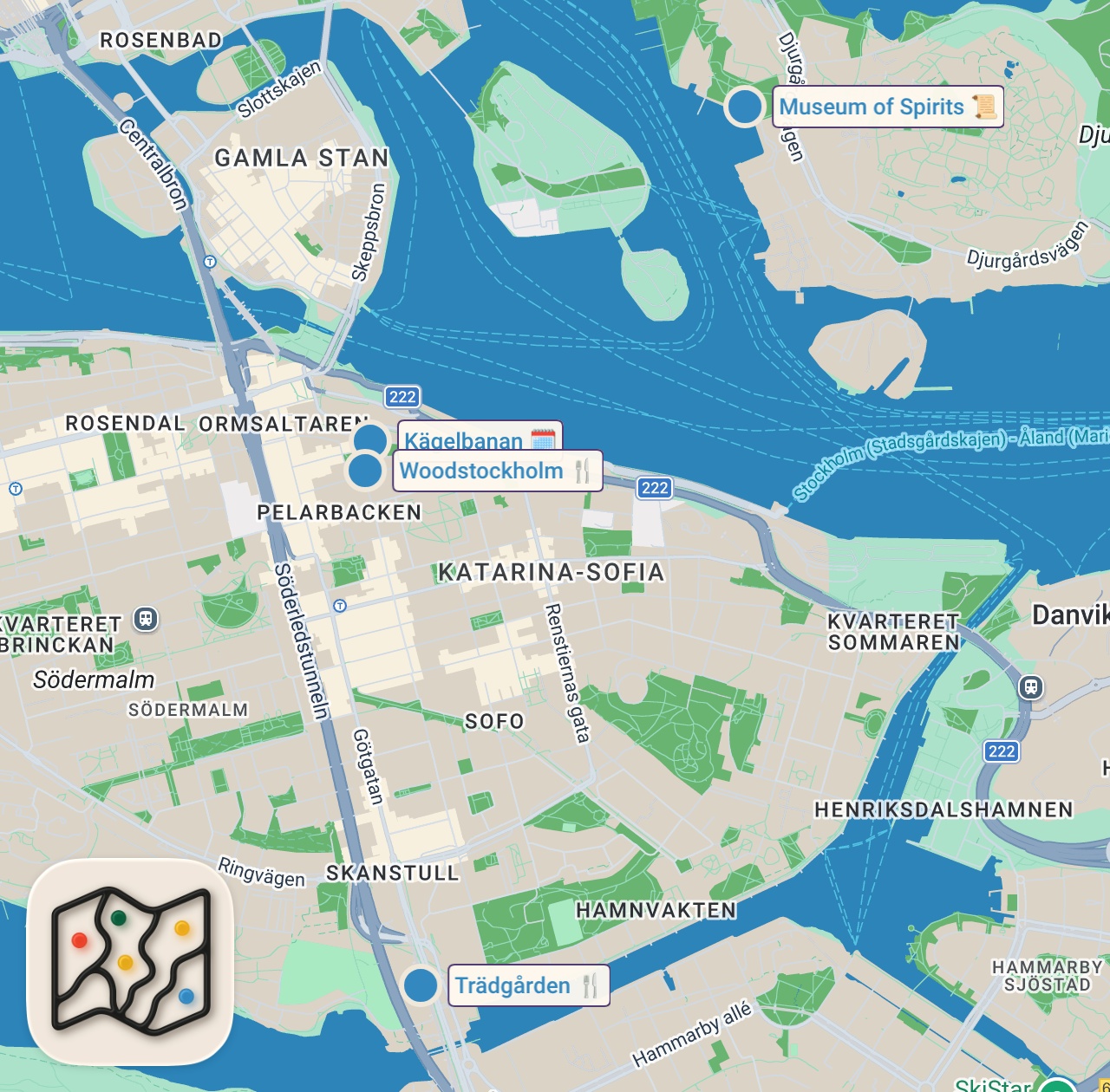 Map of 4 spots from COPENHAGEN & STOCKHOLM - NORDIC FOOD VLOG #3