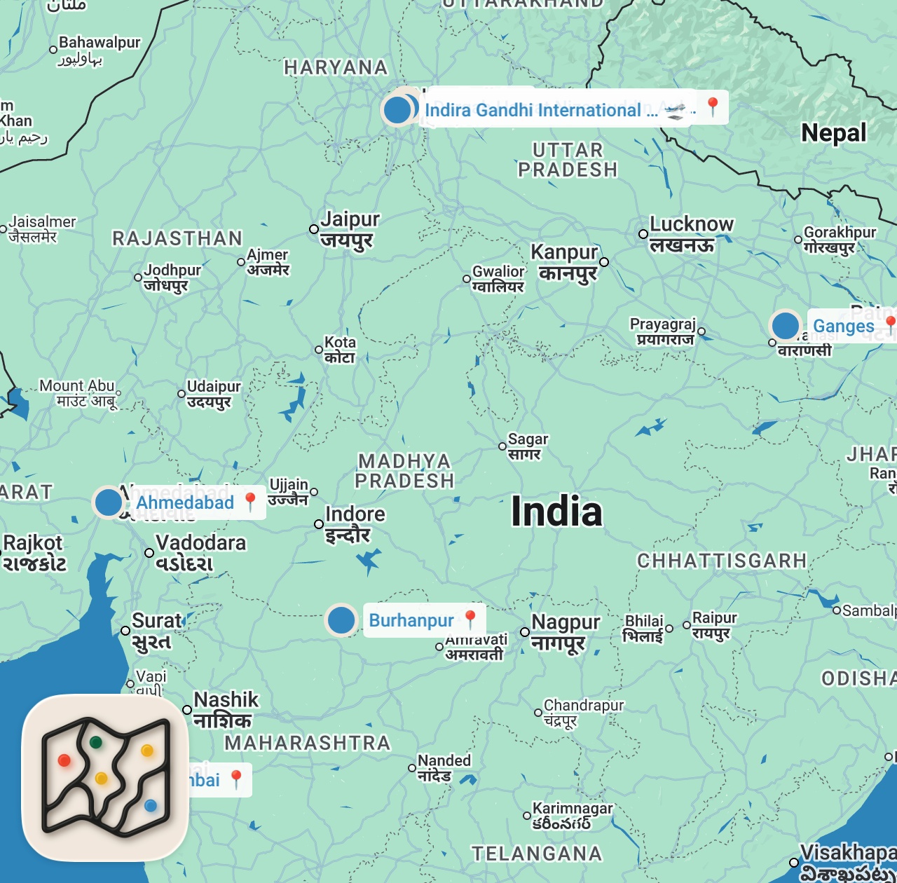 Map preview for HİNT AİLENİN EVİNDE 3 GÜN SADECE VEJETARYEN BESLENDİK! BLACK TAJ MAHAL! HİNT EV YEMEKLERİ
