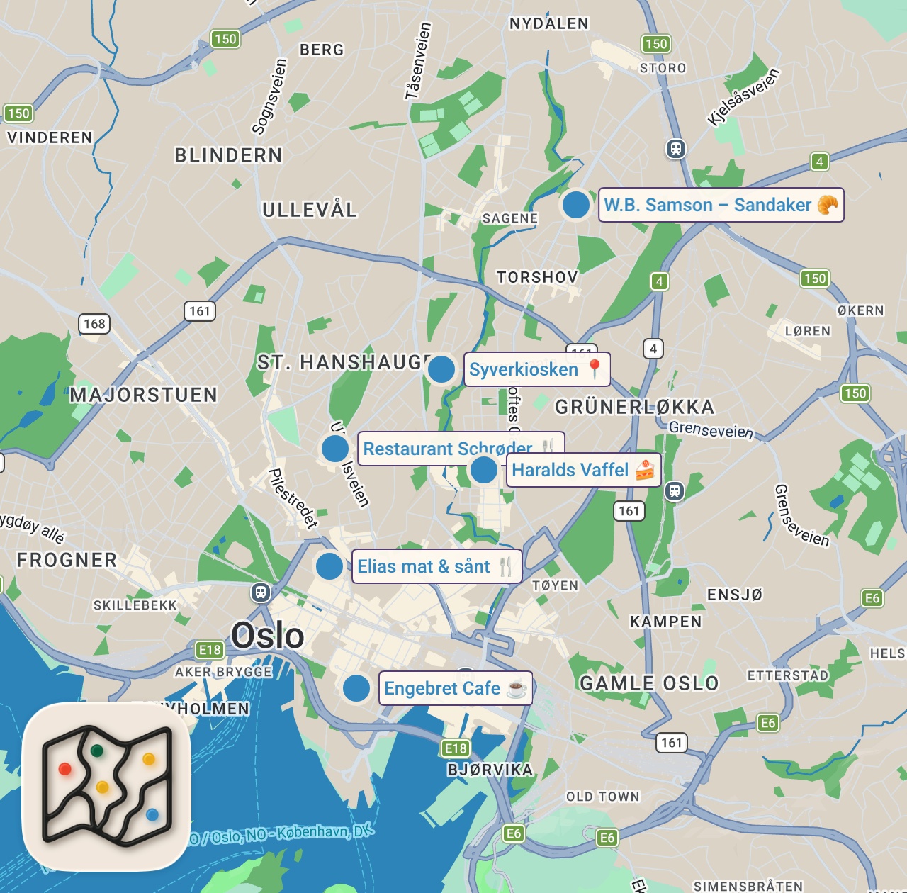 Map of 6 spots from I Tried Norway's Best Food in Oslo for 24 Hours!!