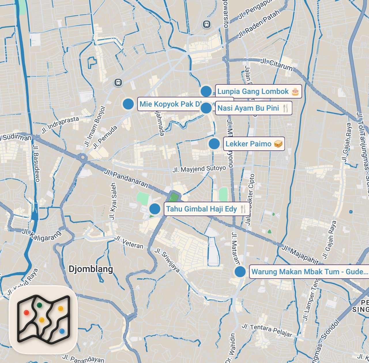 Map preview for 6 Indonesian Street Food in SEMARANG, Central Java