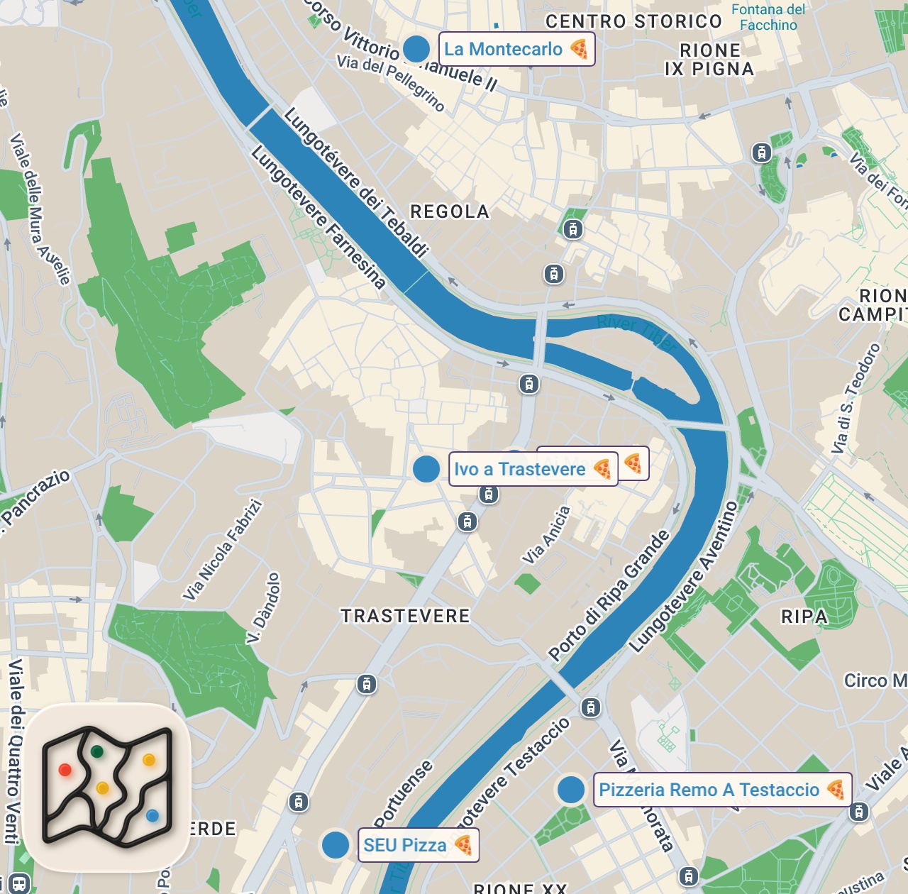 Map preview for TOP 5 PIZZA Places in ROME - Best Italian Pizza From Rome 🇮🇹