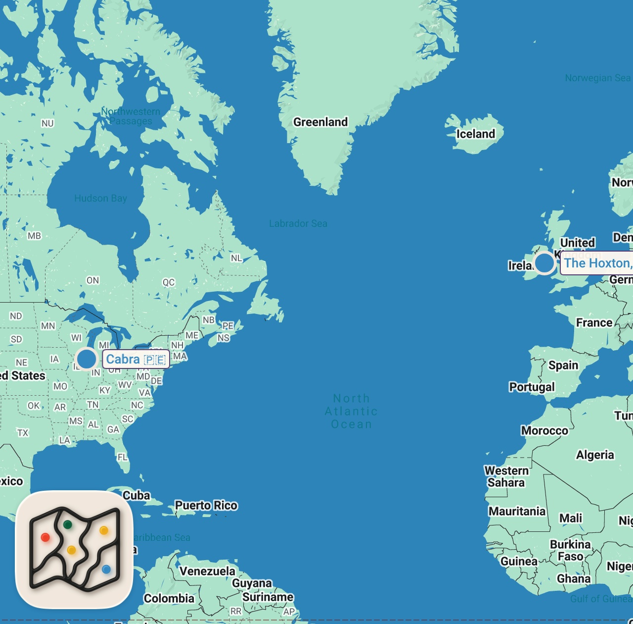 Map of 2 spots from Trying Cabra  restaurant which is a top rated Peruvian restaurant that has fresh items #explore