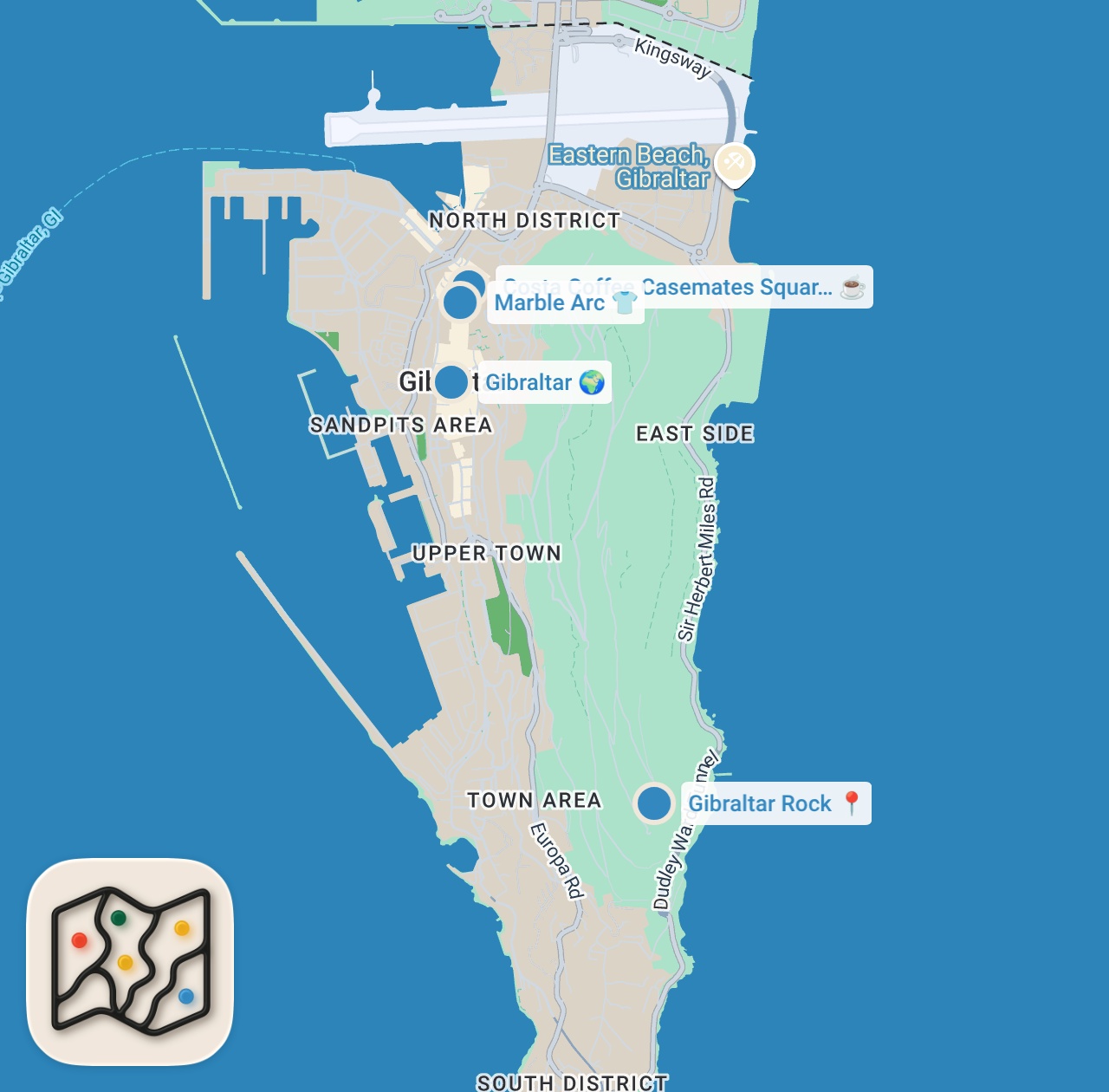 Map of 4 spots from Gibraltar Was Nothing Like We Expected 🇬🇧🇪🇸