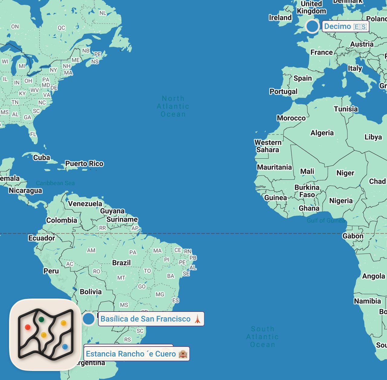 Map of 4 spots from MENDOZA, ARGENTINA | LAND OF MALBEC & ASADO