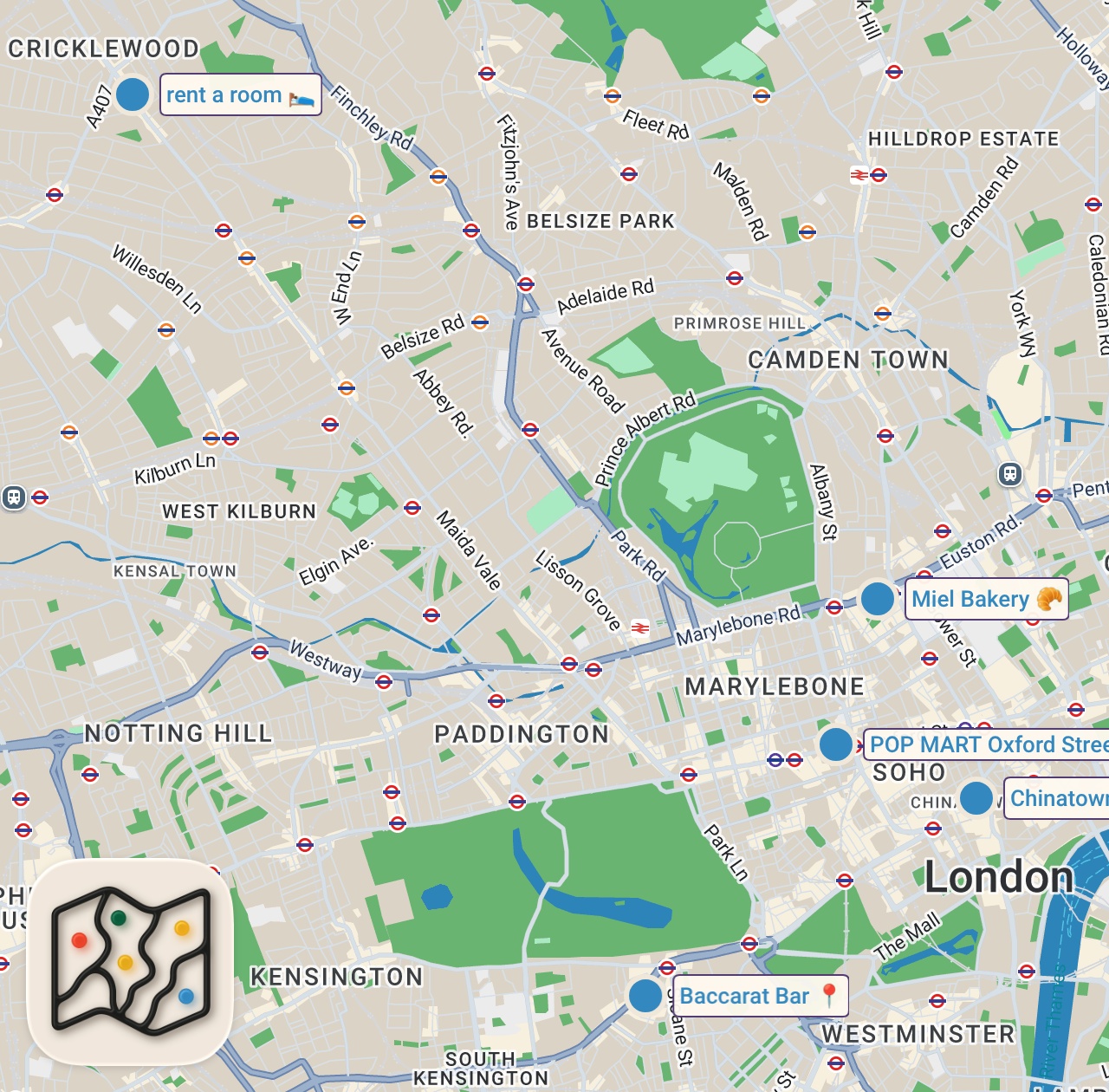 Map of 5 spots from 5 London bakeries that are worth the hype