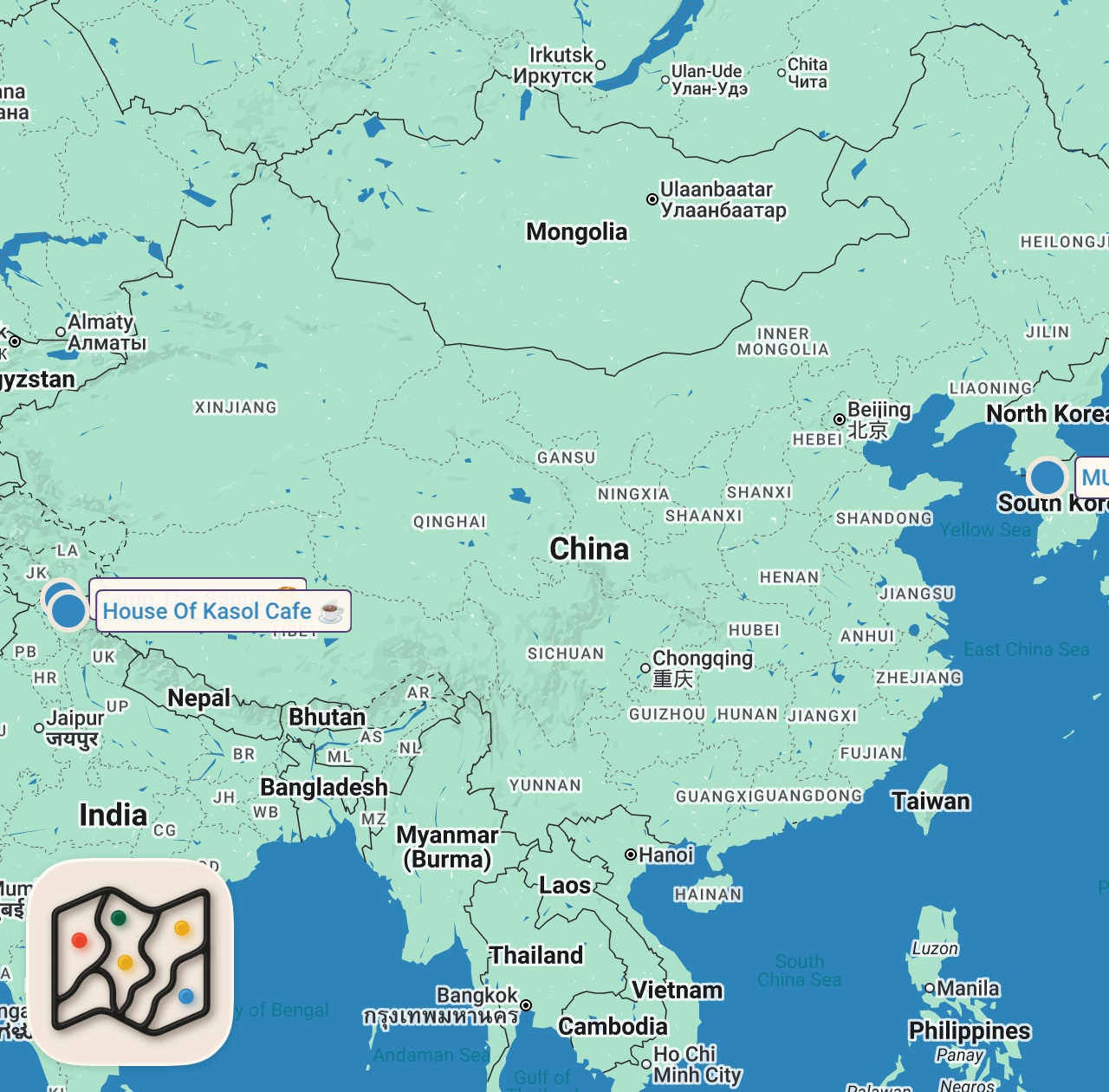 Map of 5 spots from a week in my life in seoul: relationship rant, shaman ritual, summer days, & working from home