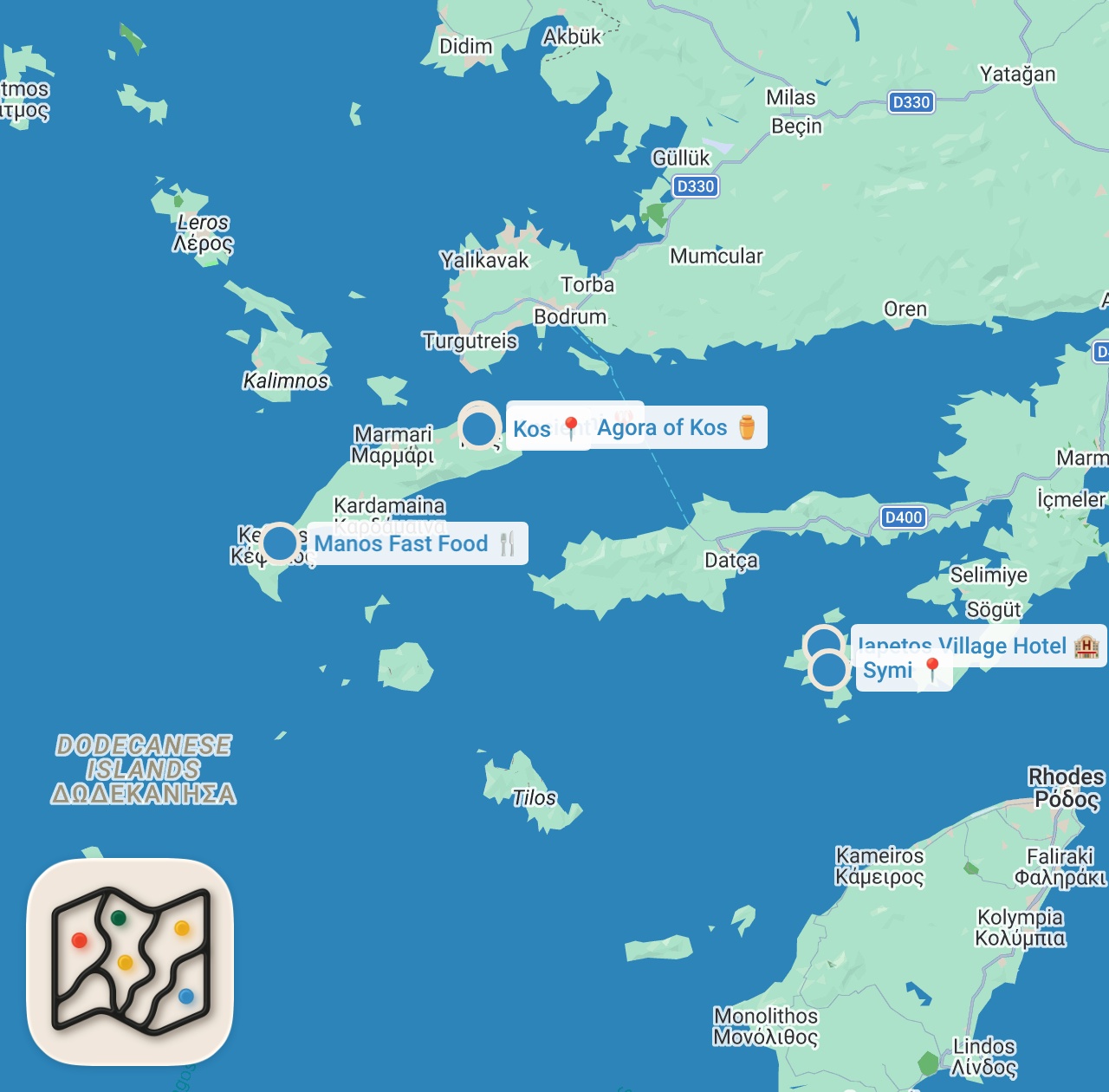 Map preview for Kos ve Symi Adası Vlog (Deniz tarağı, tarama, ahtapot, kalamar) - Ayaküstü Lezzetler