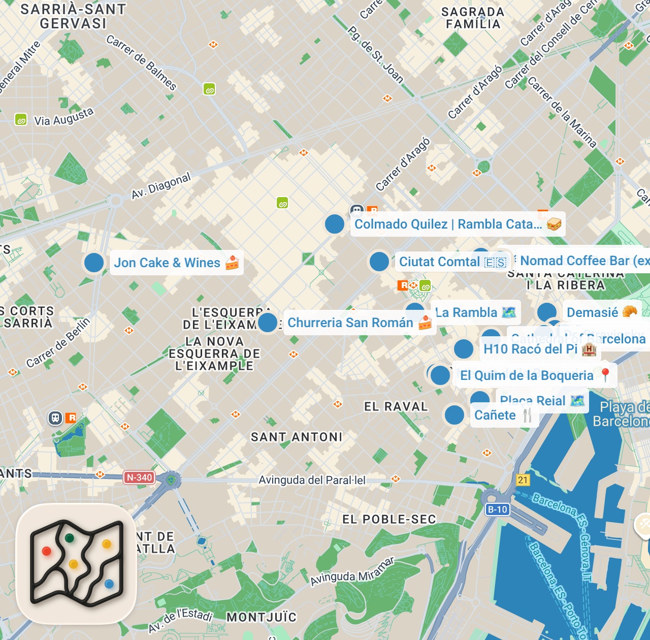 Map preview for BARSELONA LEZZET REHBERİ! Tapasçılar, pazarlar ve gizli lezzetler – Oğuz Yenihayat