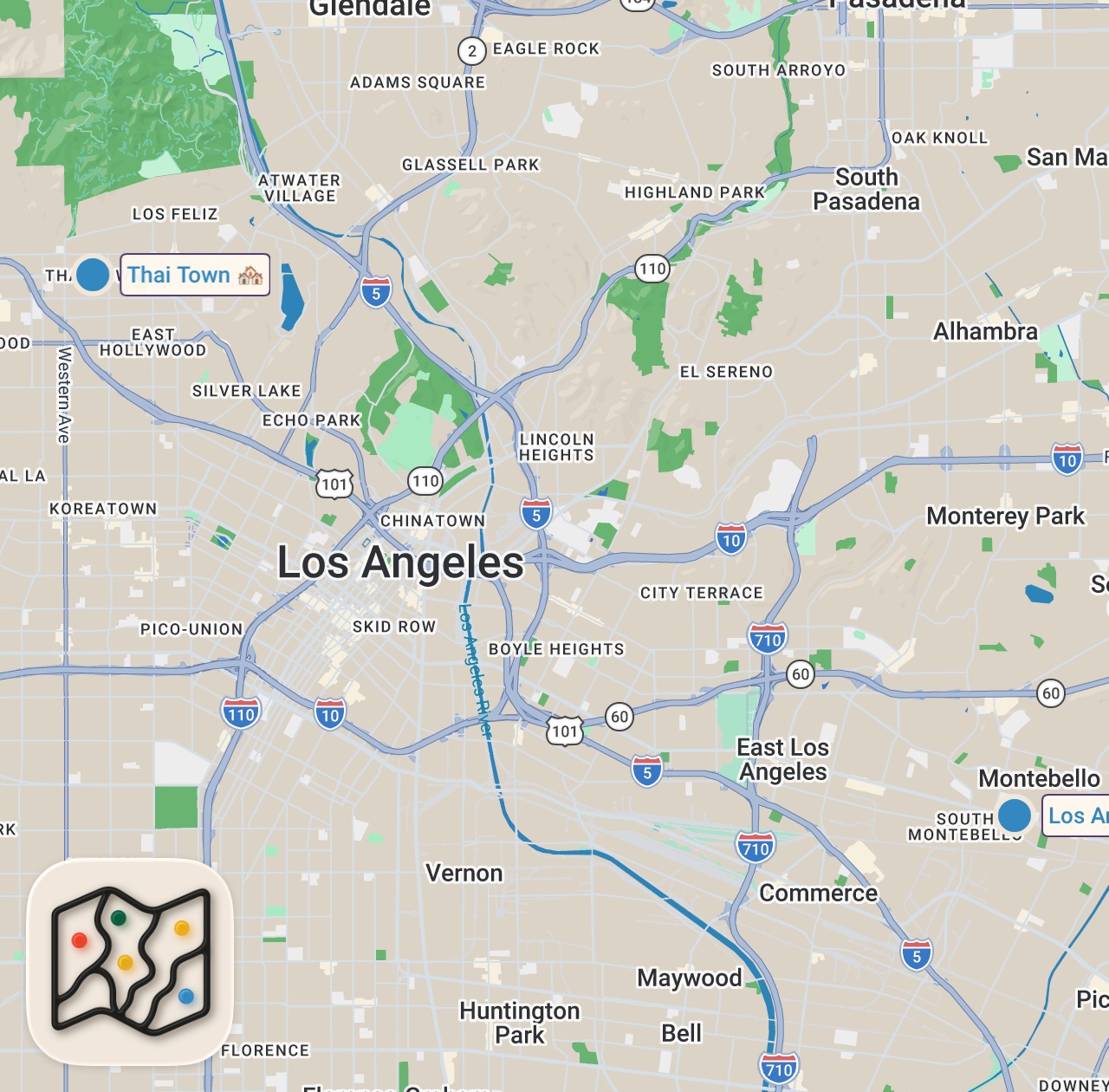 Map of 2 spots from Thai Town in Hollywood: Songkran 2014