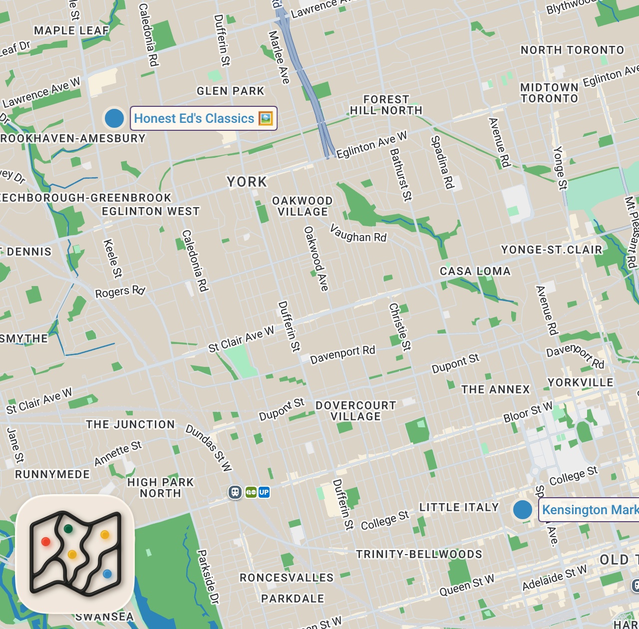 Map of 2 spots from TORONTO CANADA - KENSINGTON MARKET & CHINATOWN