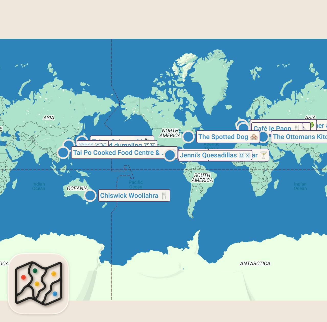 Map of 19 spots from Big Cities Around the World | No Reservations | Travel Channel