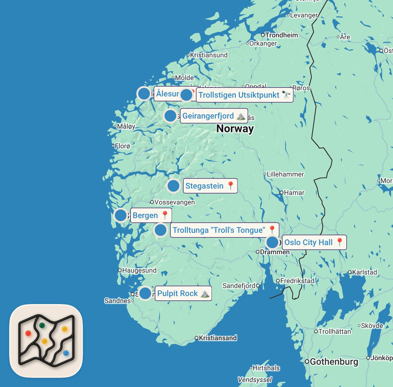 Map of 8 spots from 15 Things to Know Before You Go + Where to Go in Norway