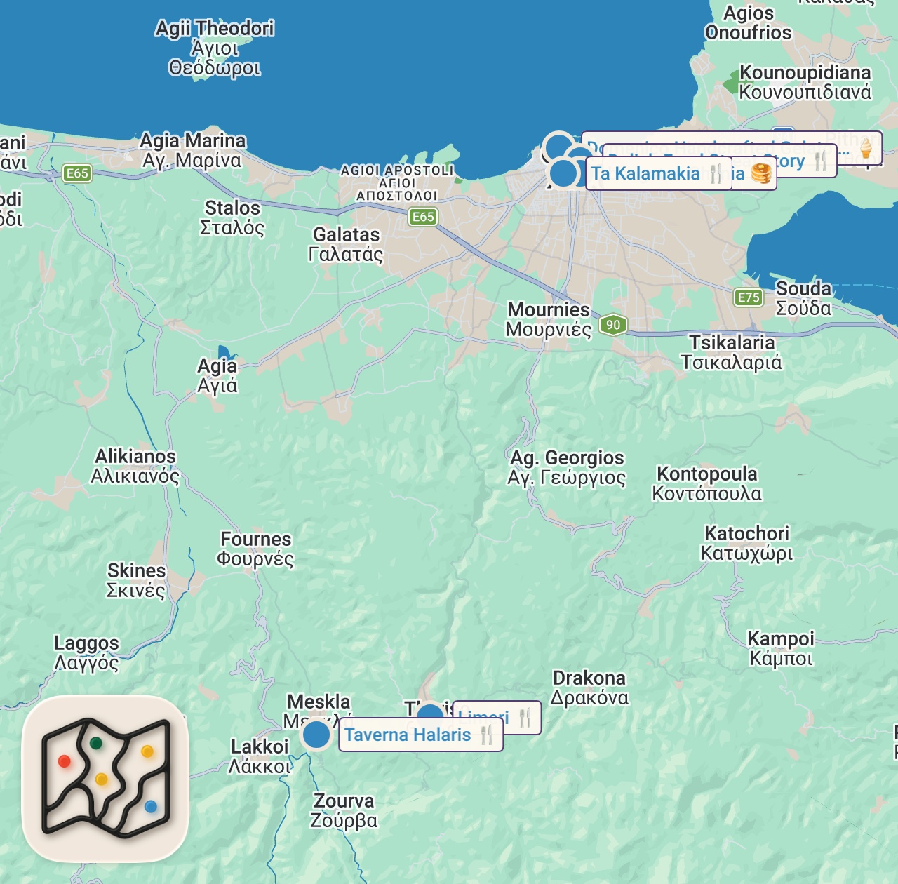 Map preview for 24 Hours In CRETE - Ultimate Greek Food Tour of Chania 🇬🇷