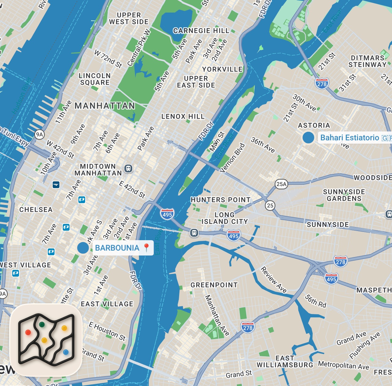 Map preview for Finding where Greek people eat Greek food in New York City