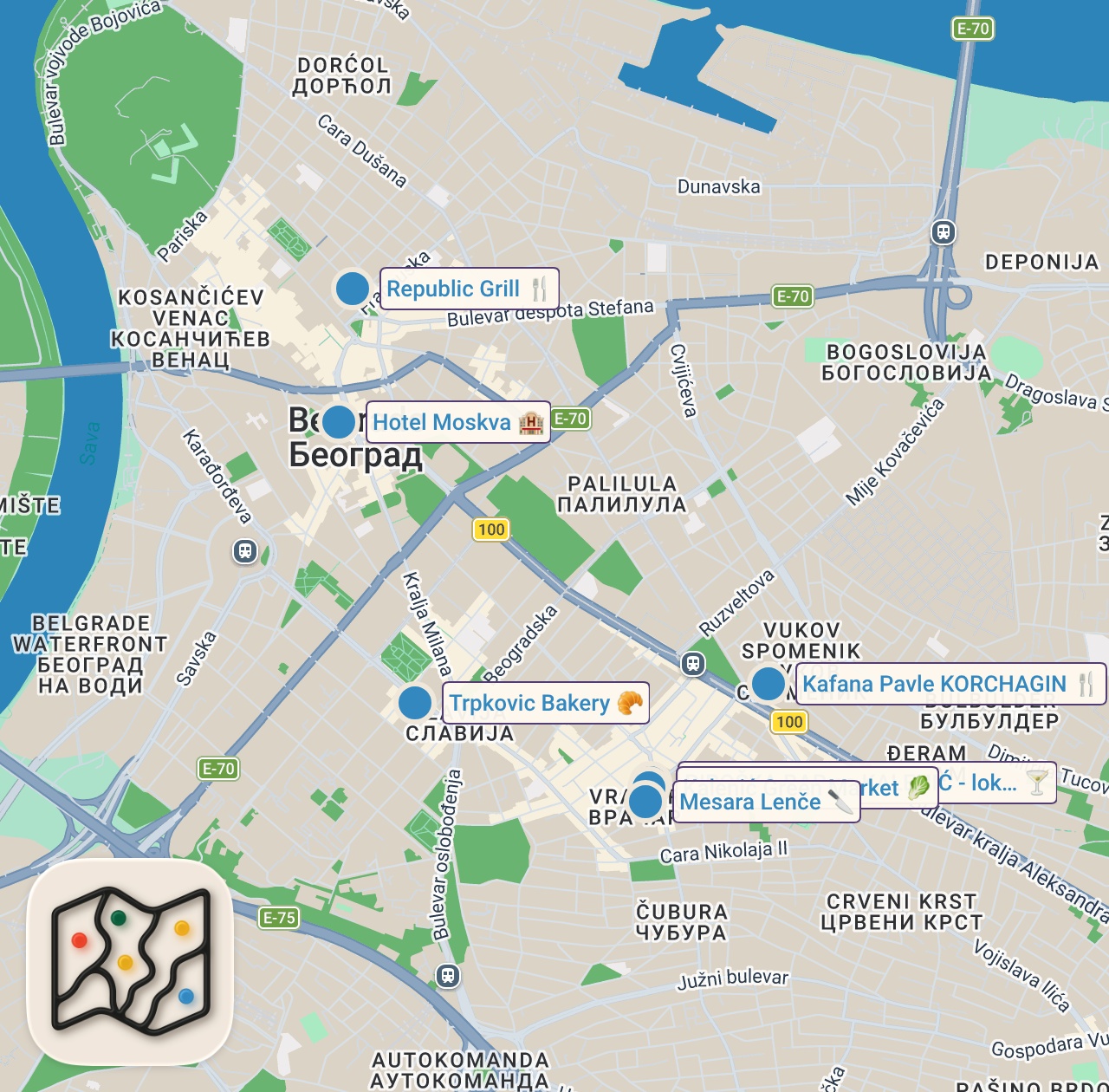 Map preview for 24 Hours SERBIAN STREET FOOD in Belgrade - Is This The BEST Food City in The Balkans?