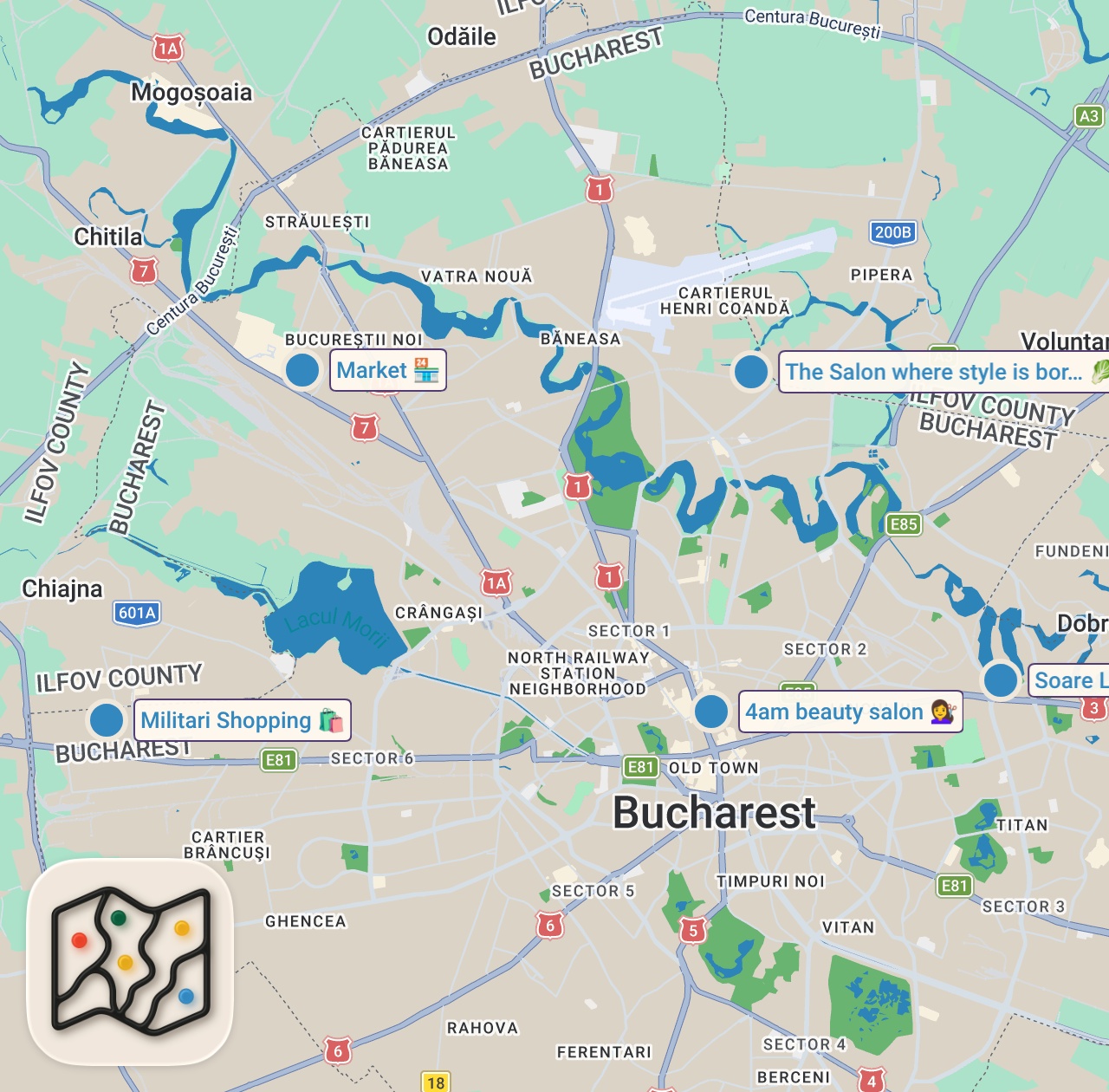 Map of 5 spots from This Is How Sri Lankans Treated Me In Romania, Bucharest 🇷🇴