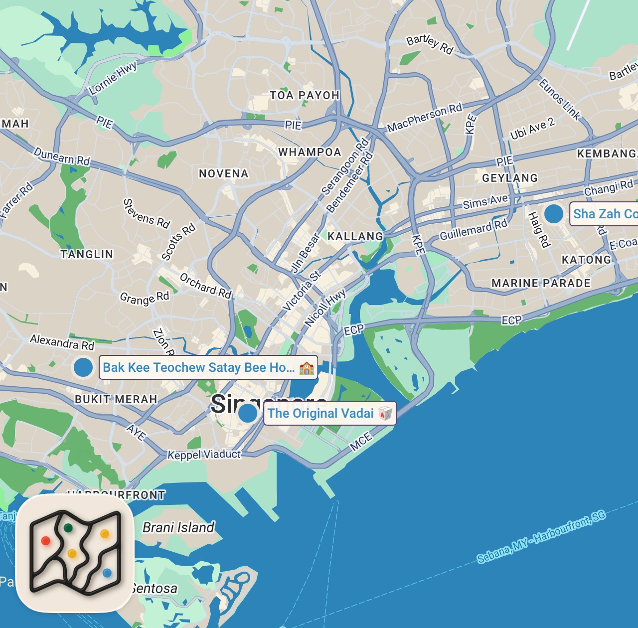 Map of 3 spots from Street Food Singapore!! 5 Hawker FOODS INVENTED in Singapore - with KF Seetoh!