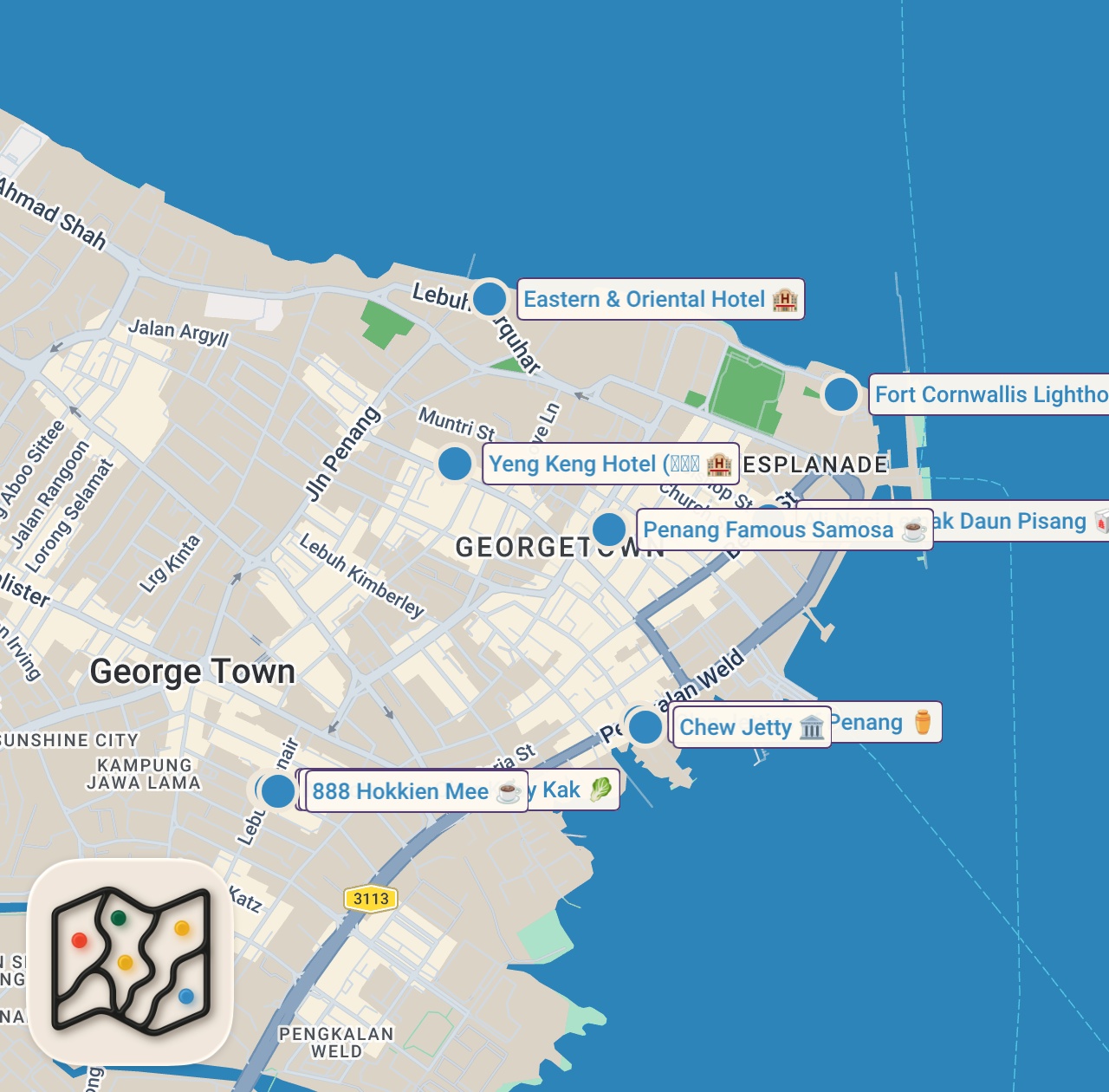 Map of 11 spots from We Ate in Malaysia's BEST FOOD CITY | Penang Food Tour