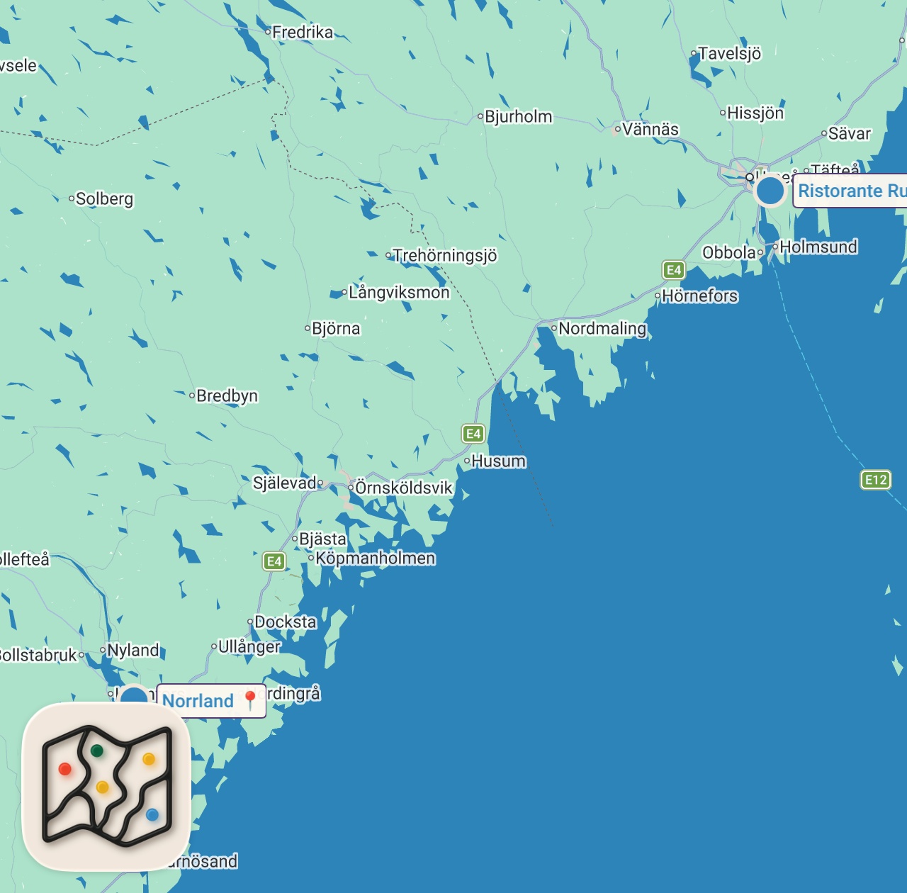 Map of 2 spots from Dyr vs Billig resa (ITALIEN & NORRLAND)